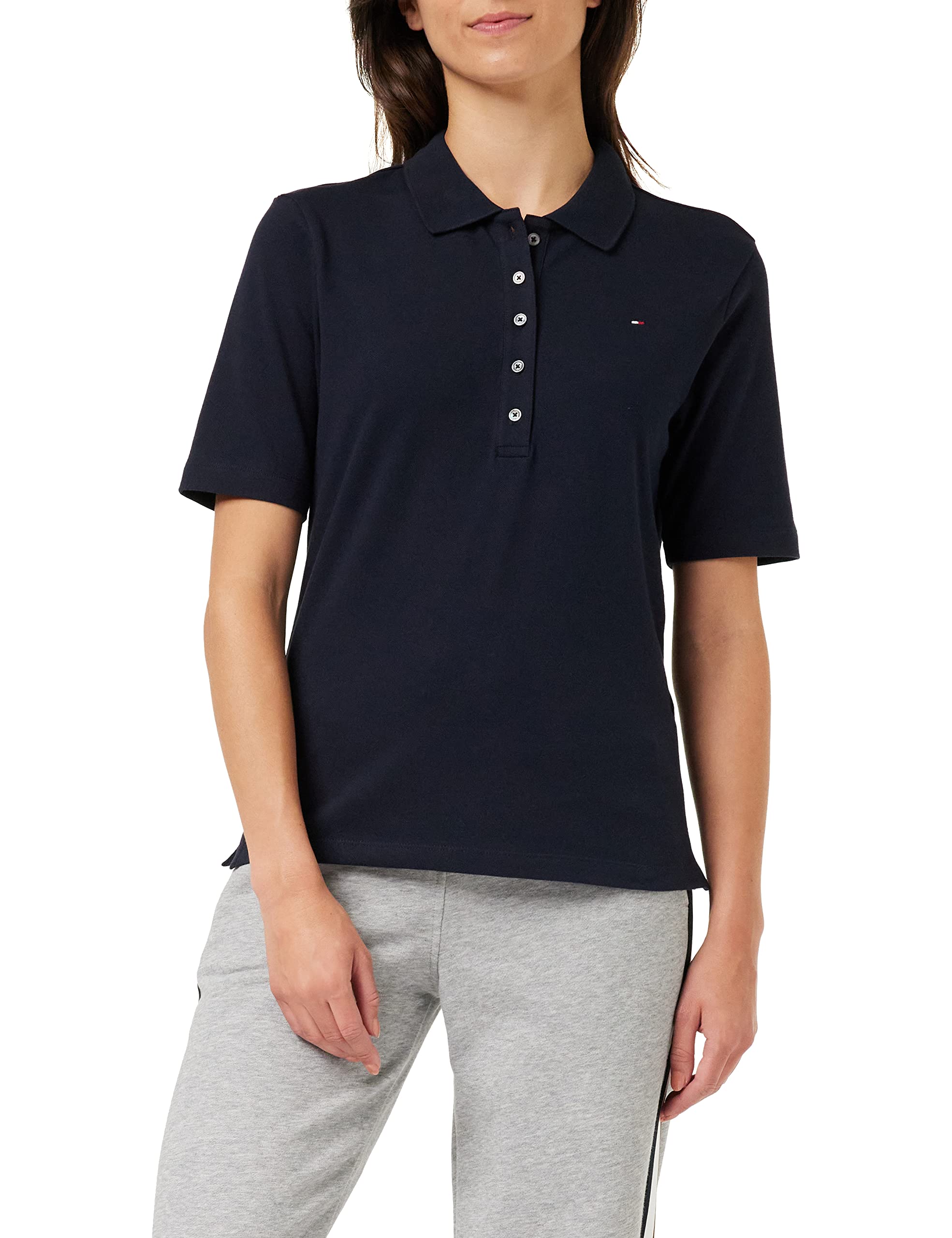 Tommy Hilfiger Damen Poloshirt Kurzarm 1985 Pique Polo Regular Fit, Blau (Desert Sky), XXS