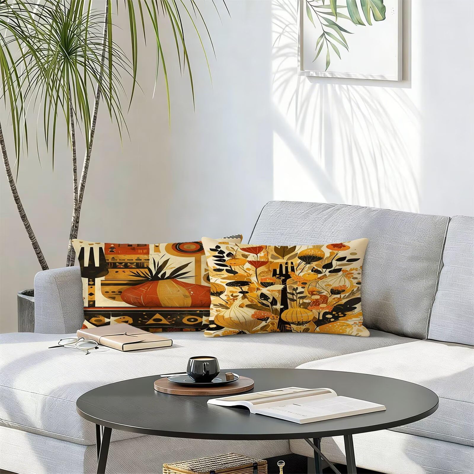 Générique Housse Coussin Exterieur Impermeable 30x50cm Beige Décoratif Taie d'oreiller Decoration Botanique Housse de Coussin Exterieur Impermeable pour Salon de Jardin Lot 2. T-2069