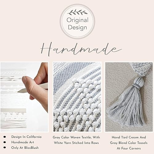 Miniatura 2 de BlissBlush Funda de almohada lumbar decorativa gris de 14 x 36 pulgadas, almohada larga bohemia para cama, funda de almohada lumbar, cojín lumbar