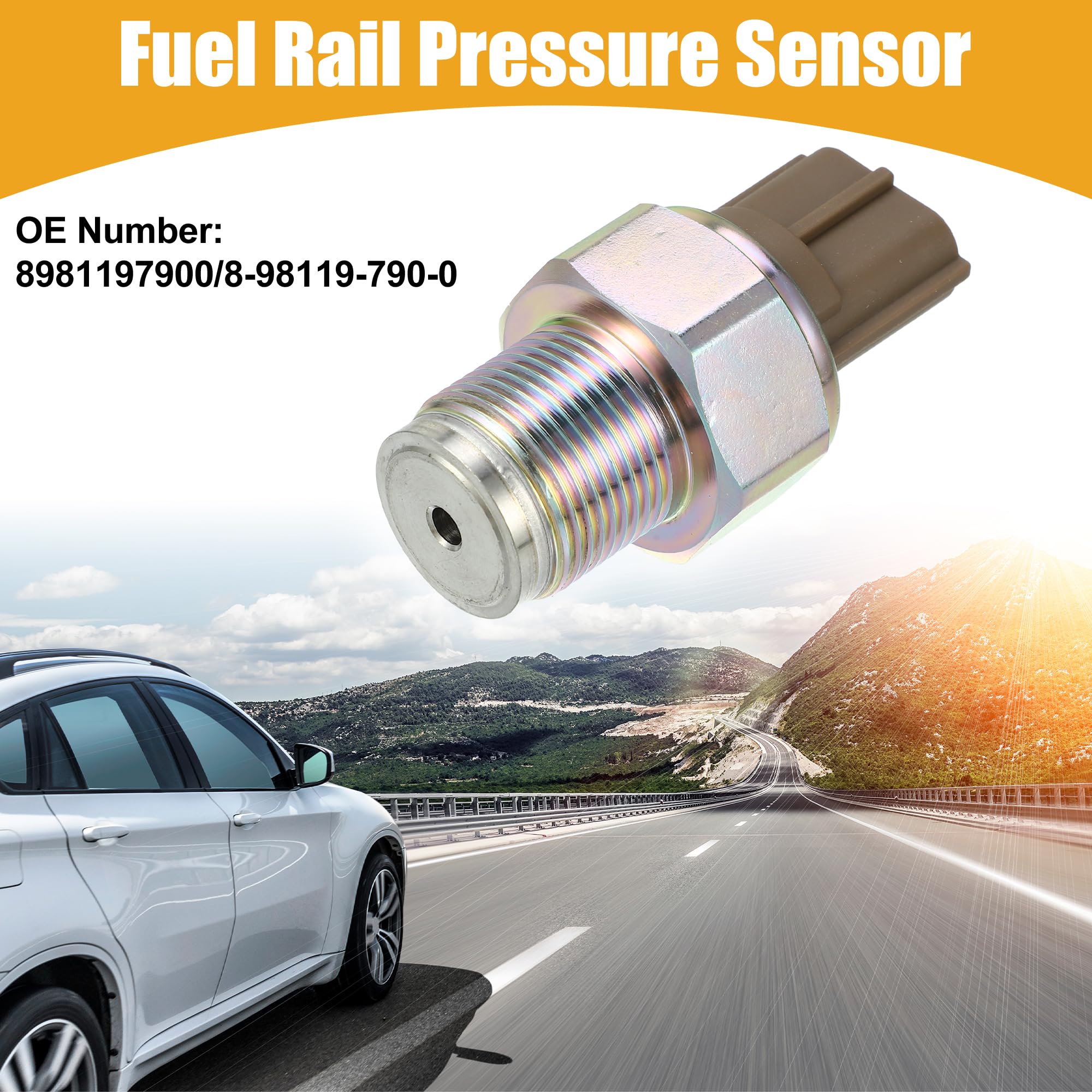 A ABSOPRO Sensor De Presión Del Riel De Combustible Para Isuzu Npr 05-07 | 1 Unidad, Metal, Abs, Bronce Y Marrón, 6X3.3X3Cm, M22X1.5, 3 Pines, Oe 8981197900, Para Nissan Navara D40 04-18