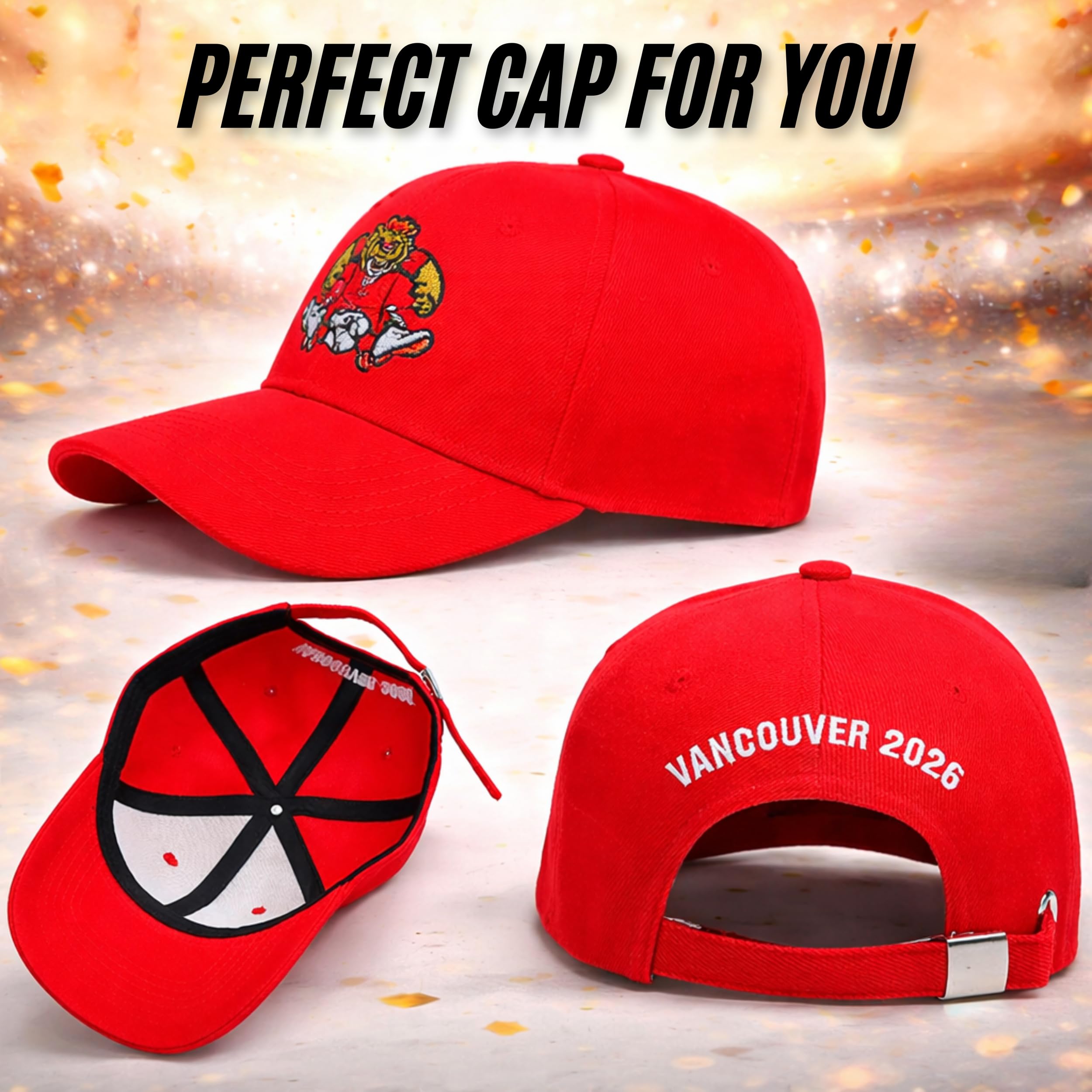 Painted Hills Canada Vancouver 2026 World Cup Soccer Adjustable Fan Cap - Embroidered Beaver – Unisex, six-Panel hat - 2