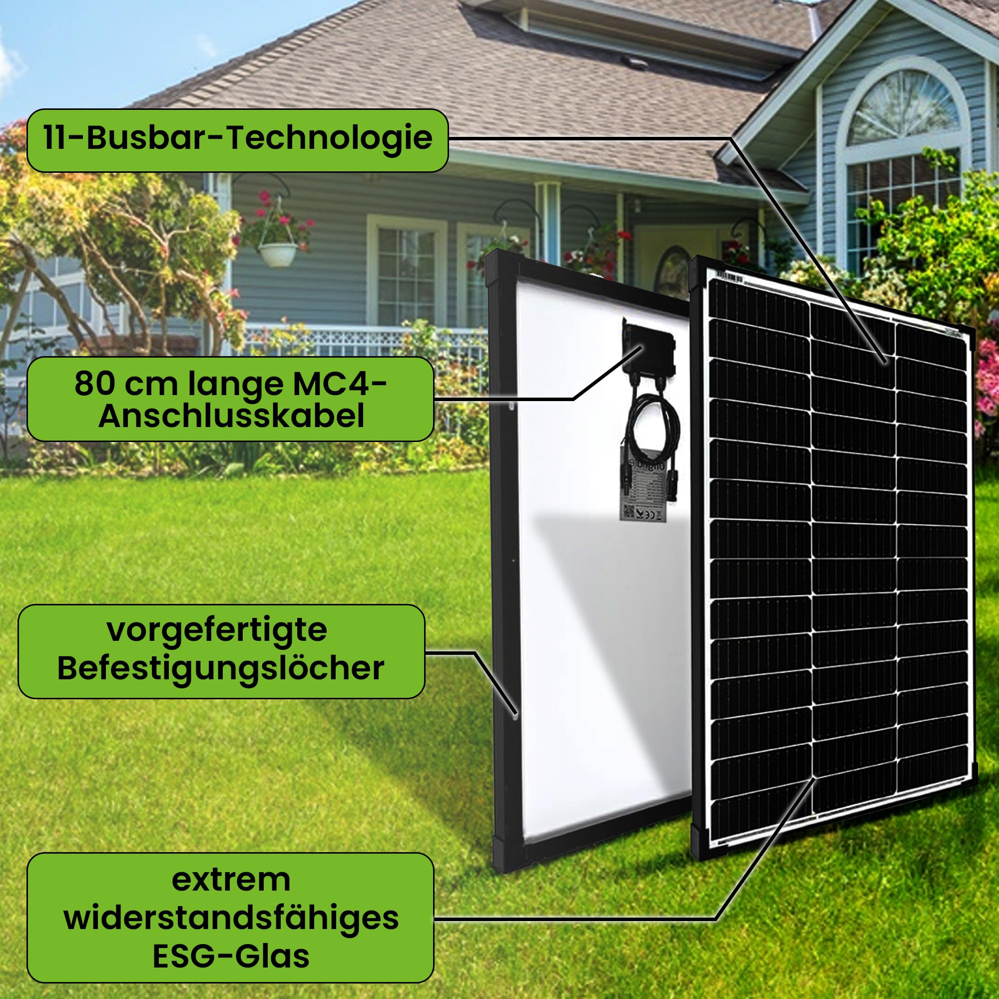 Offgridtec Pannello solare mono 130 W 20 V Black Frame V2