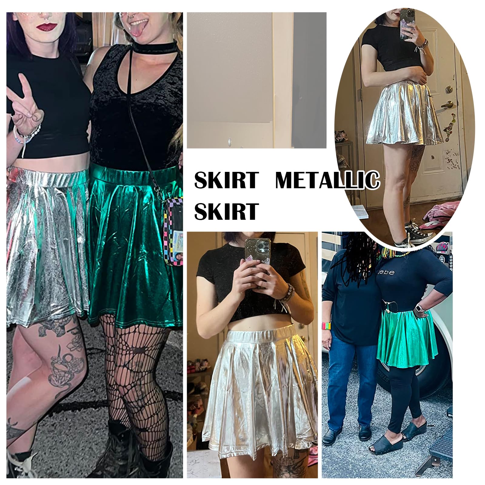 American Trends Minigonna da donna plissettata, svasata, gonna metallizzata, gonna da tennis atletica