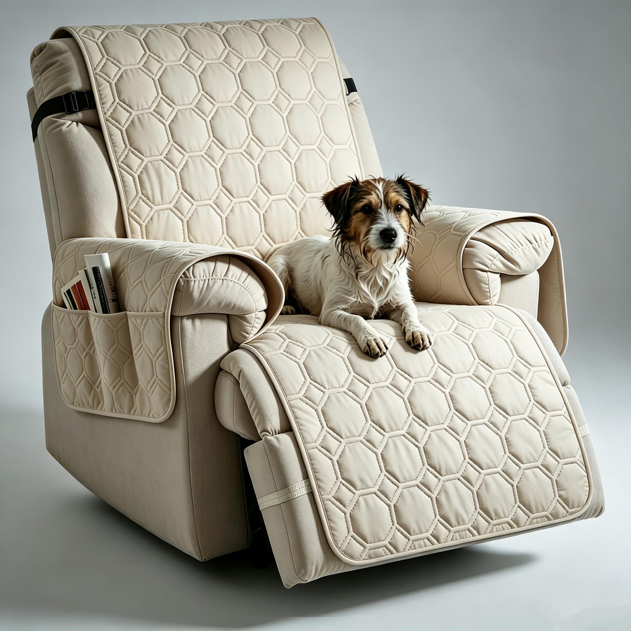 aolceth 100% Waterproof Recliner Chair Covers with Pockets, Non-Slip Armchair Covers for Recliner Chair Washable Chair Cover, Recliner Couch Slipcover Furniture Protector for Kids, Dogs, Pets