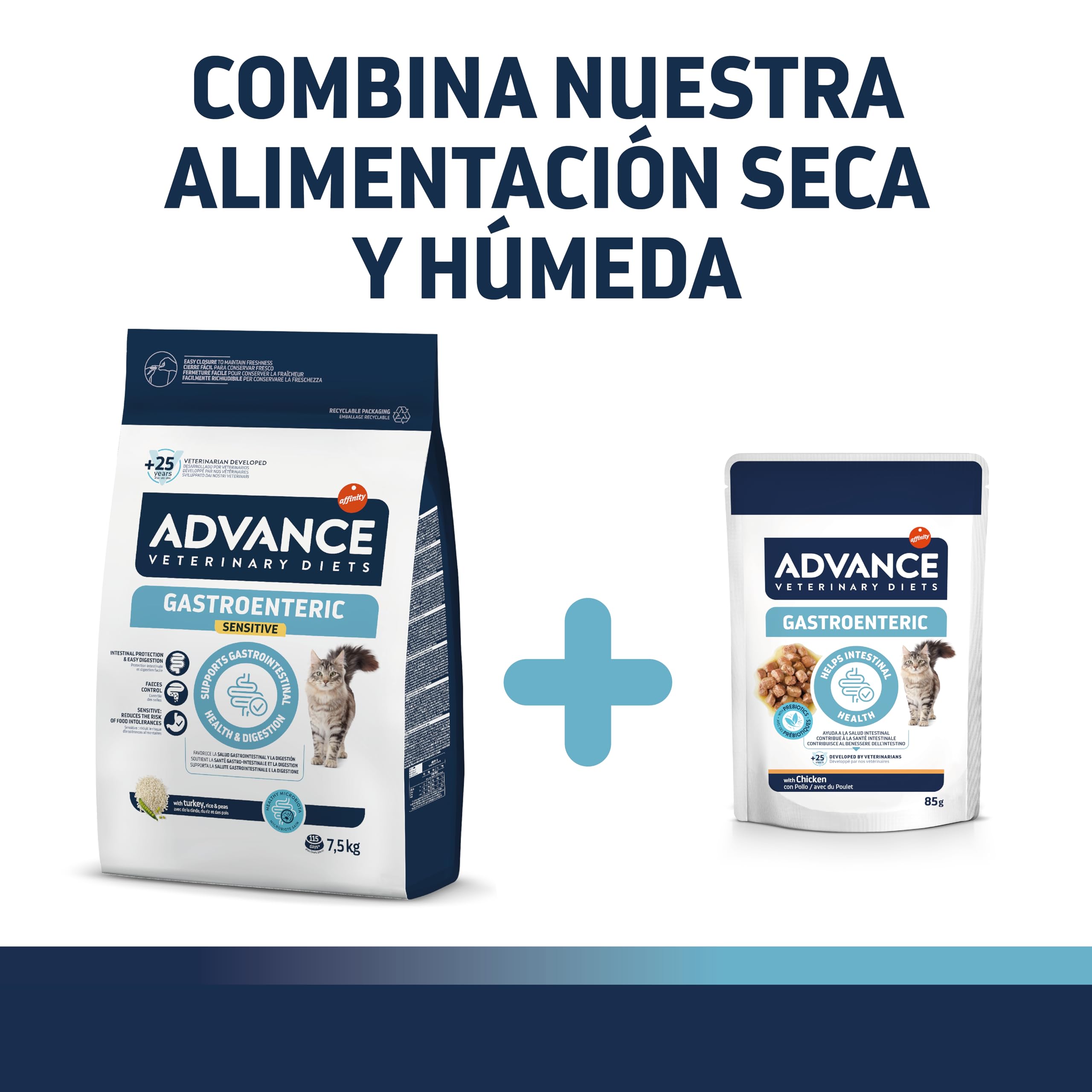 Advance Veterinary Diets Gastroenteric Sensitive, Pienso para Gatos con Trastornos gastrointestinales, 1,5kg