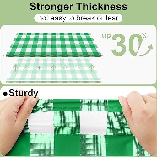 Vista 206 de misaya Paquete de 4 manteles desechables de búfalo, mantel de plástico impermeable de 54 x 108 pulgadas, manteles rectangulares a cuadros caqui