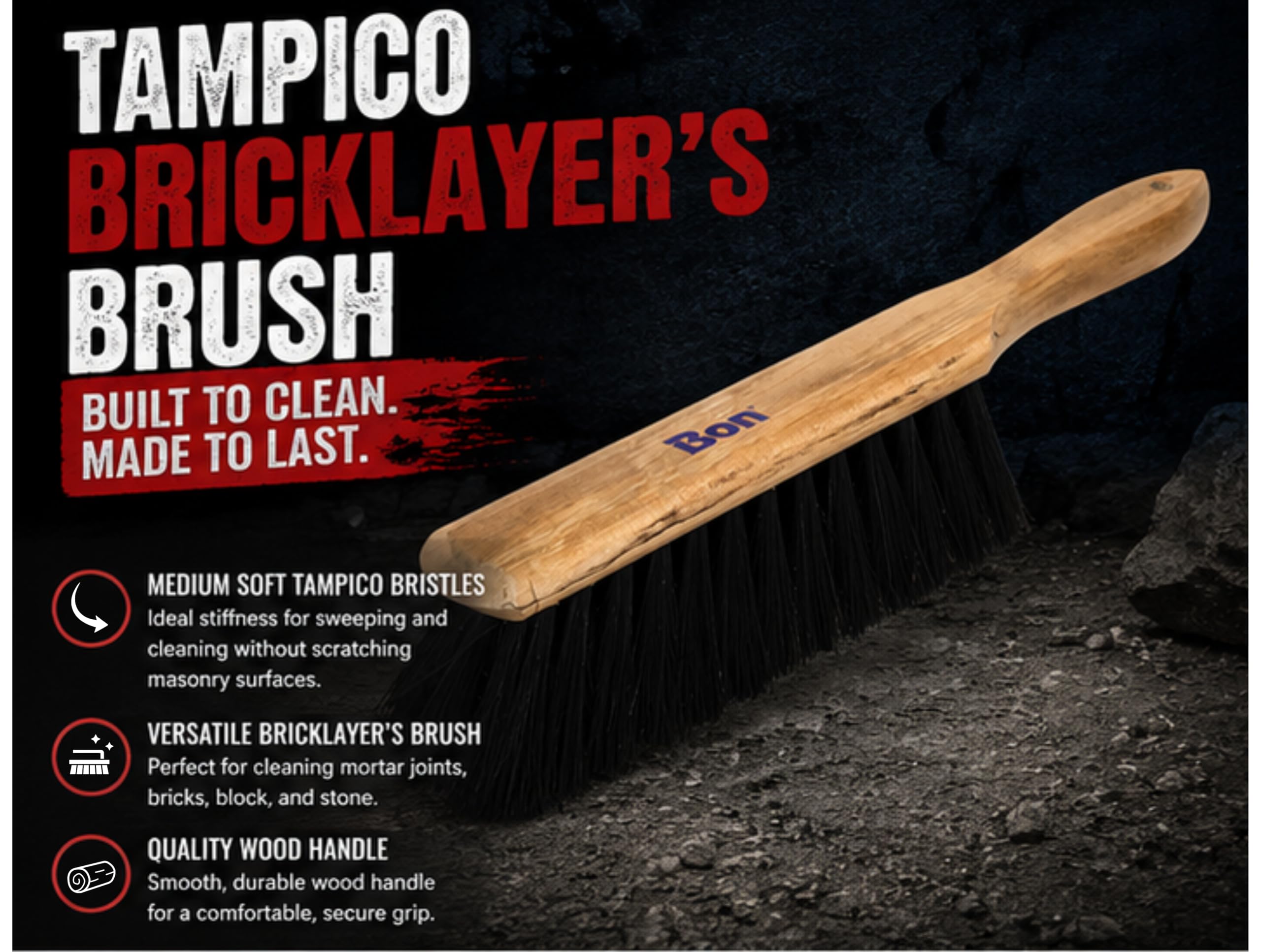 Bon Tool Bricklayer's Brush - Masonry Tools -2