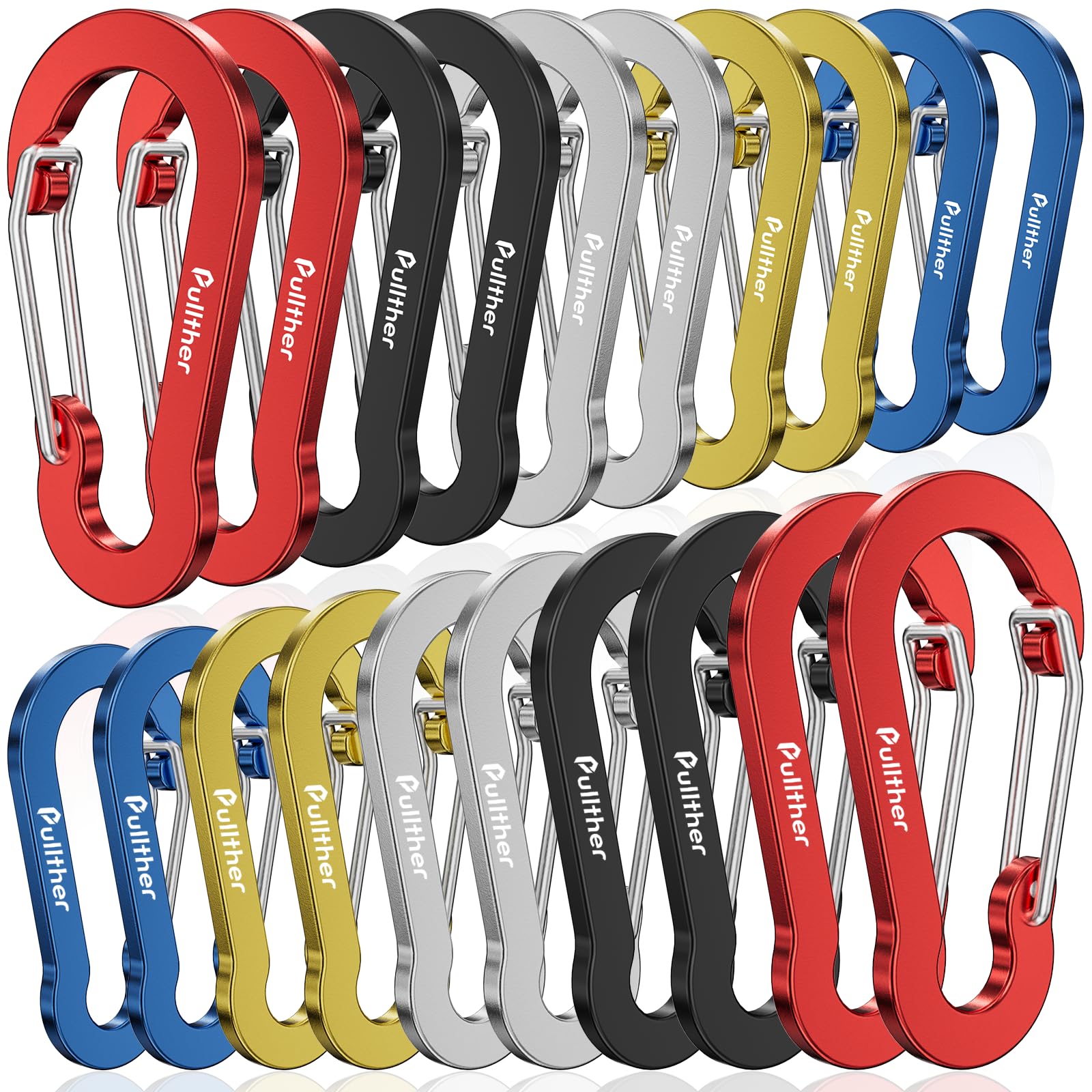 Aluminum Carabiner Clips- Set of 20,Carabiner Clip 2 inch,Corrosion-Resistant,Lightweight,Ideal for Outdoor Sports,Hiking,Camping,Fishing.