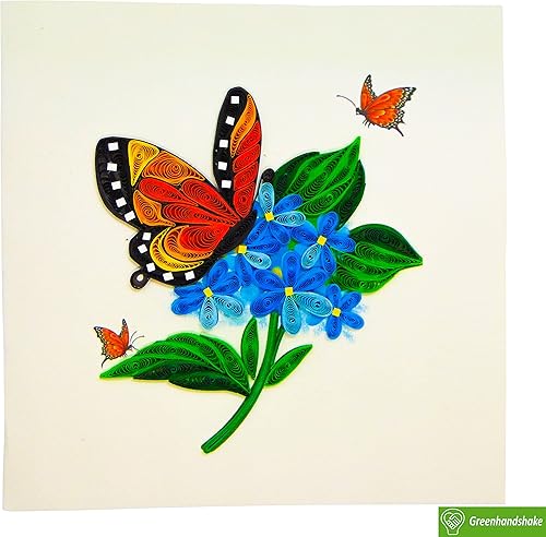 Miniatura 5 de Green Handshake, tarjeta de felicitación con diseño de mariposa en flores, diseño de corazón y hecho a mano.