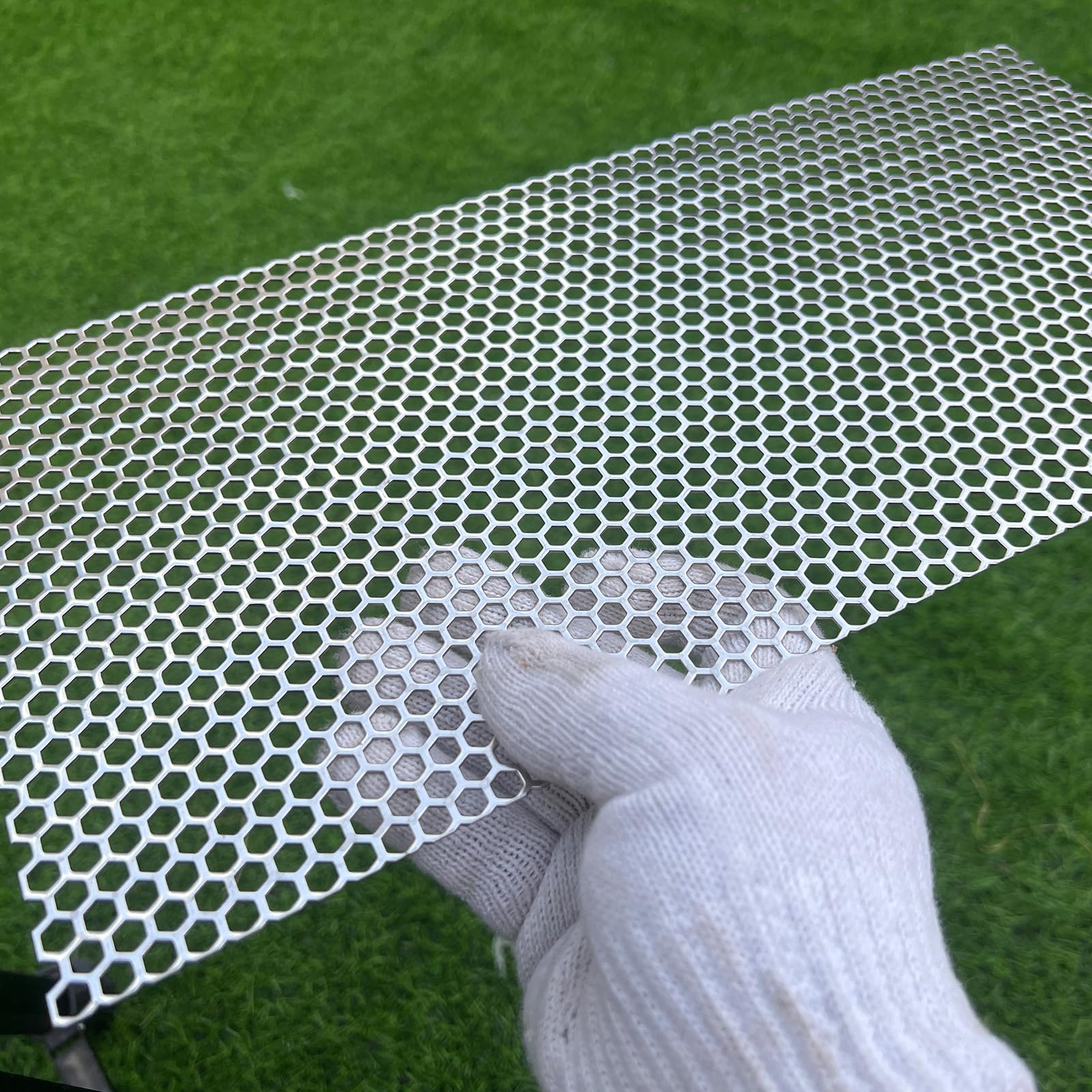 Lamiera perforata 400 mm x 200 mm, spessa 1,1 mm, Foro esagonale da 1/4" (circa 6 mm) lamiera perforata in acciaio inossidabile 304, piastra di schermatura, piastra decorativa