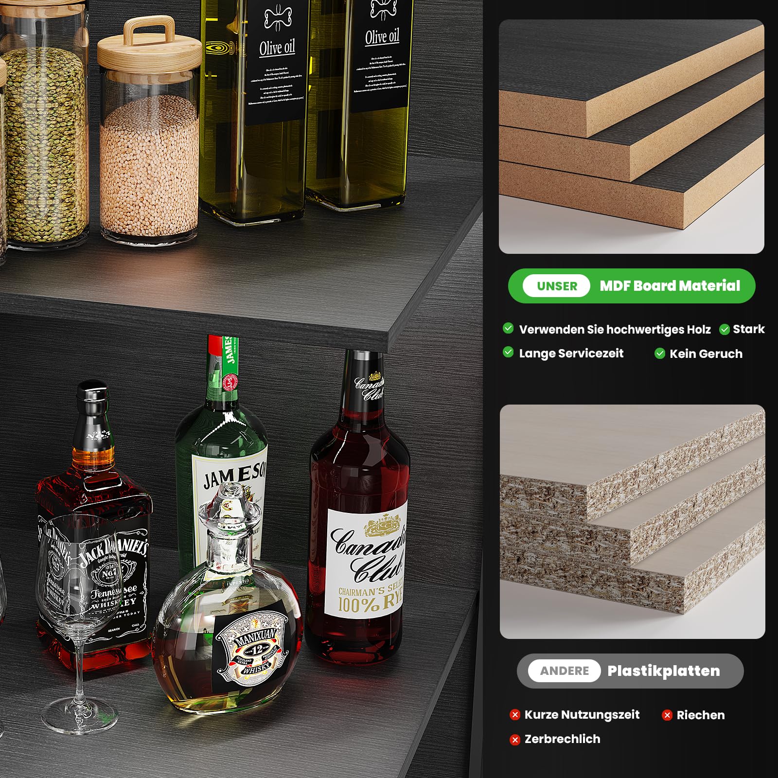 BROTTAR Vitrine mit LED Beleuchtung, Acryl Vitrine mit Menschlicher Sensor, Regal mit türen für Sammlervitrine Und Wohnzimmer Schlafzimmer, Eckschrank Schwarz