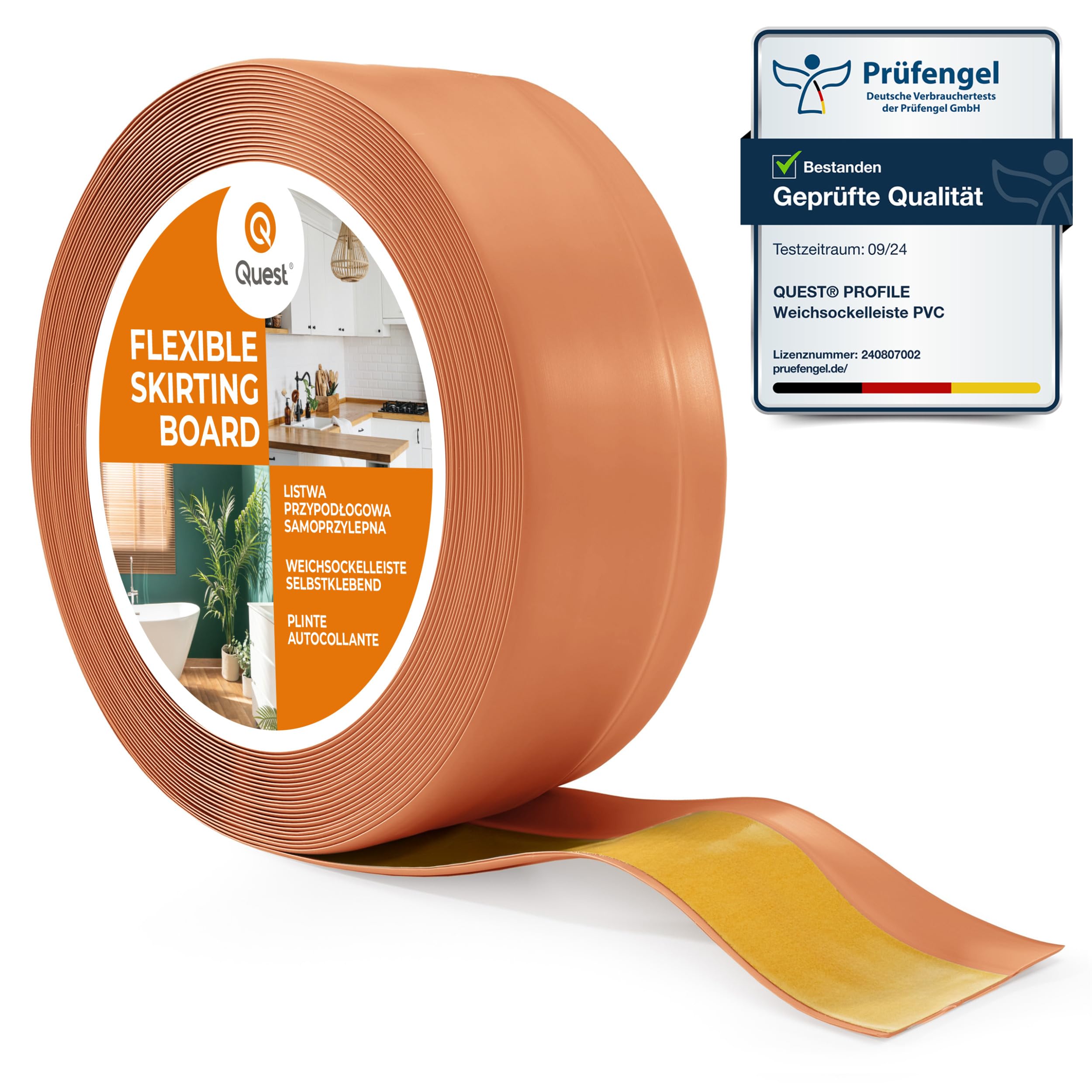 Quest Skirting Board PVC 50 x 20 mm Self-Adhesive - Brick Red, 5 m