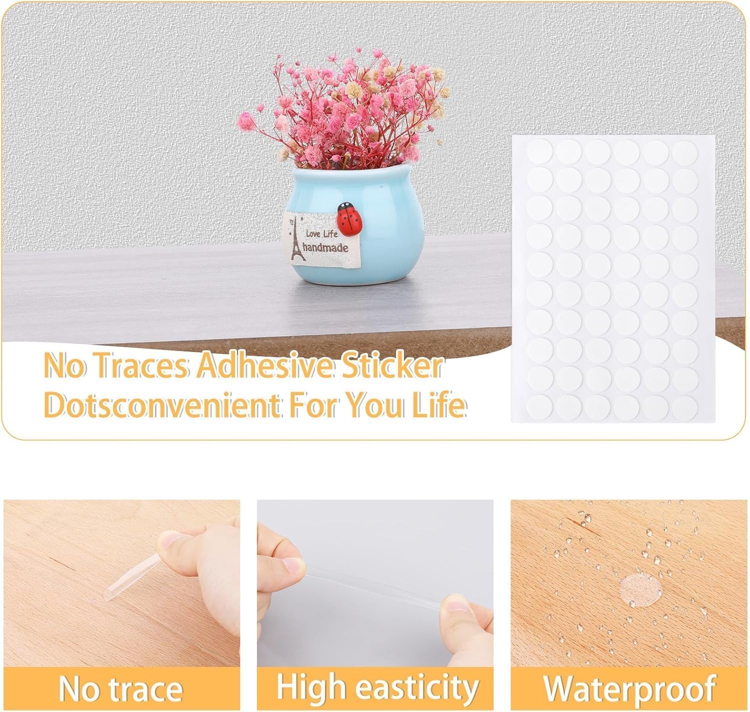Piercell 80 pcs Clear Sticky Tack Adhesive Poster Putty, Removable Gel Glue Dot Stickers, No Trace Mounting Putty for Wall Hanging Picture, Balloons Festival Party Decoration 2