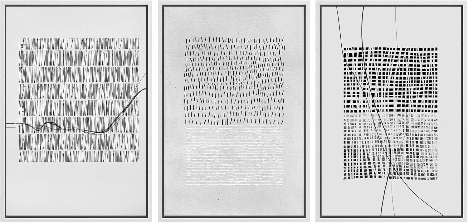 SIGNWIN Framed Canvas Print Wall Art Set Grunge Black