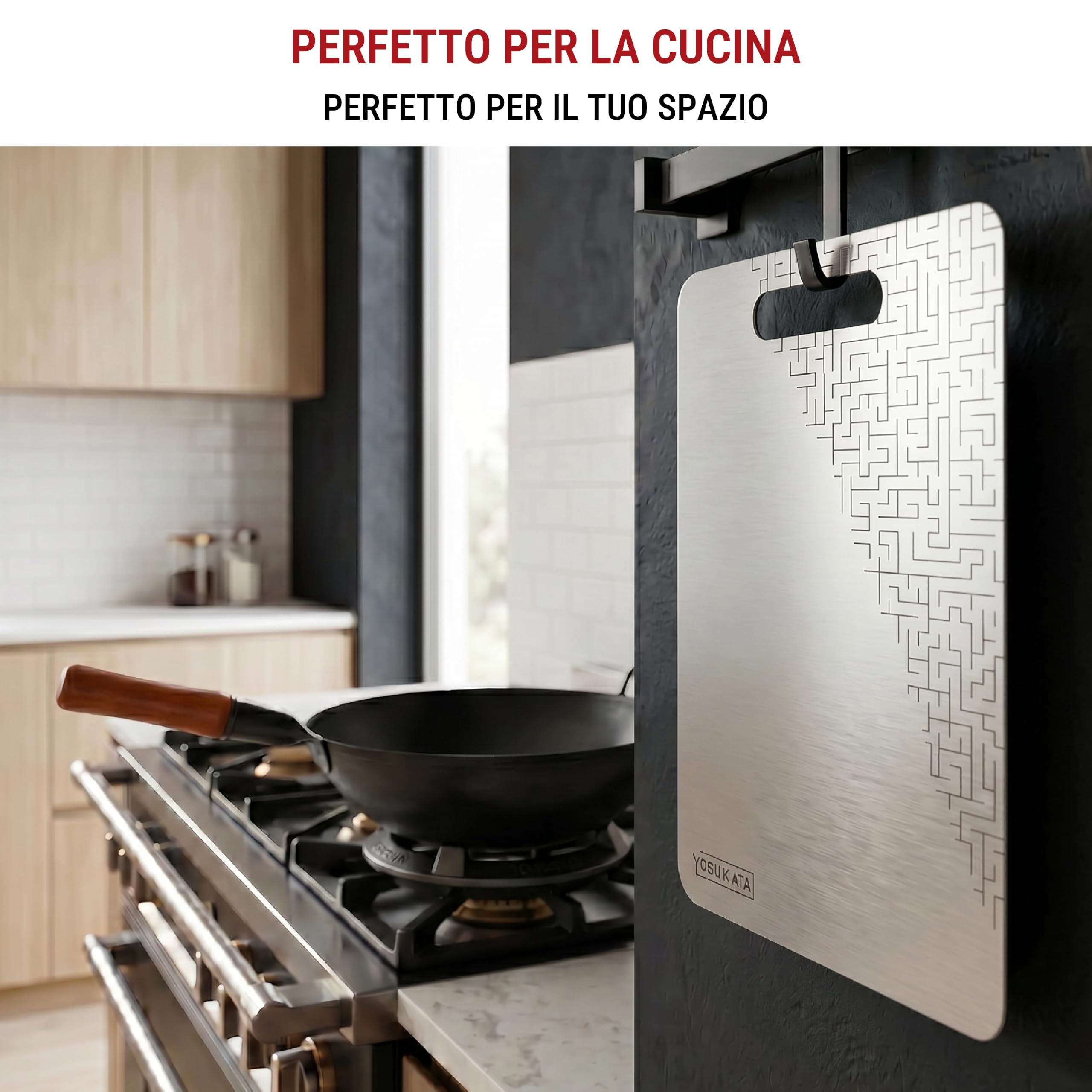 YOSUKATA Tagliere Acciaio Inox Alimentare 37x25 cm - Doppia Faccia Tagliere | Professionale con Foro per Appenderlo Scala cm e Pollici -Lavabile Lavastoviglie - Spianatoia Cucina Igienico e Atossico