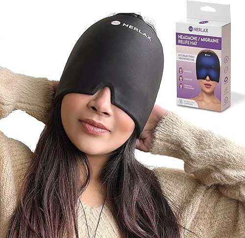 NERLAX Gorra para aliviar el dolor de cabeza de migraña, alivia los dolores de cabeza con nuestra gorra de enfriamiento para migrañas, mantente