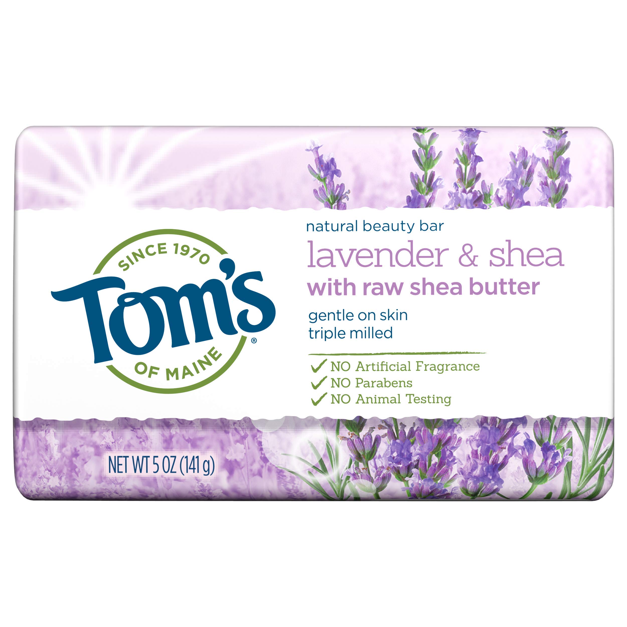 Toms of Maine Natural Beauty Bar Soap Lavender Shea With Raw Shea Butter 5 oz