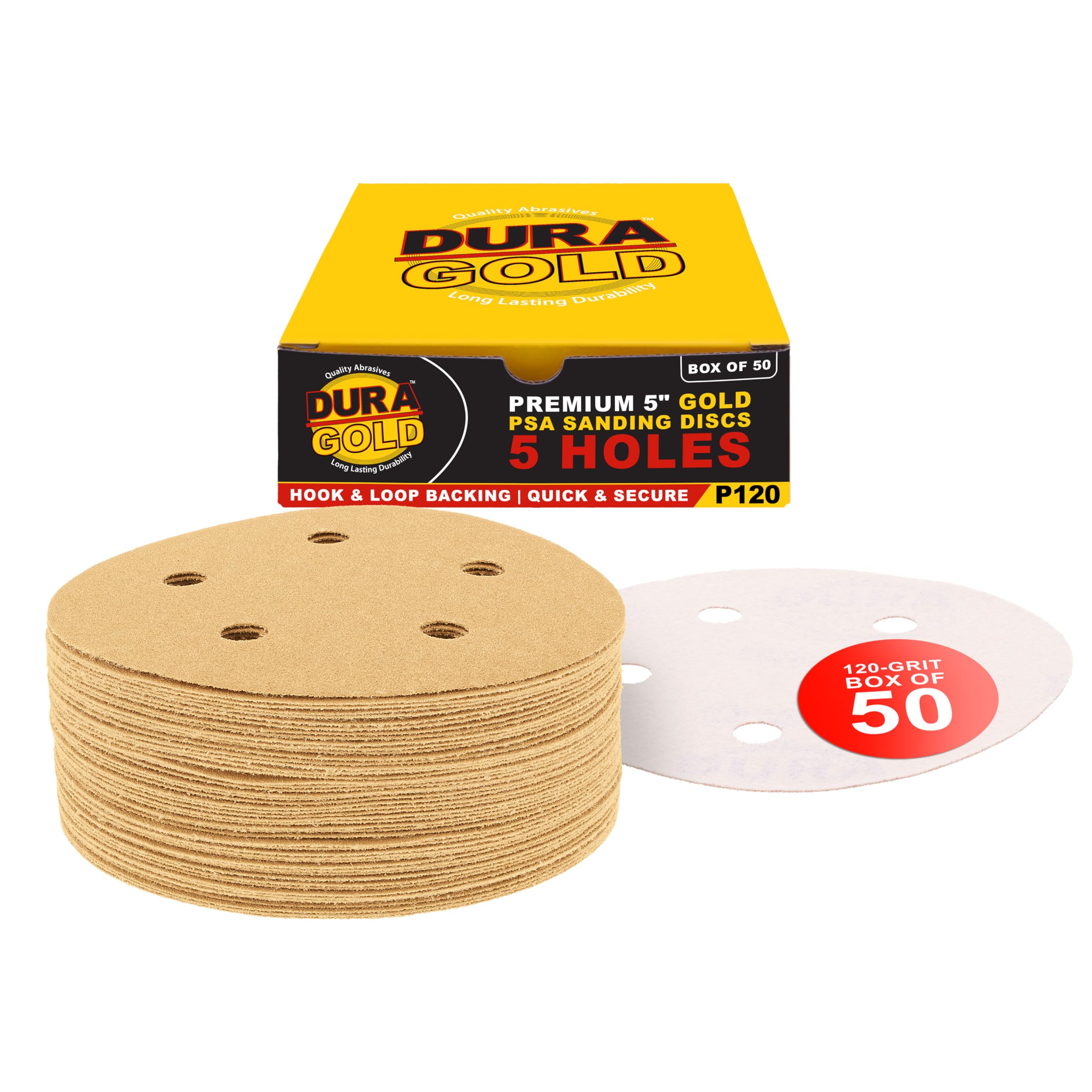 Dura-Gold 5" Sanding Discs - Box of 50 -13