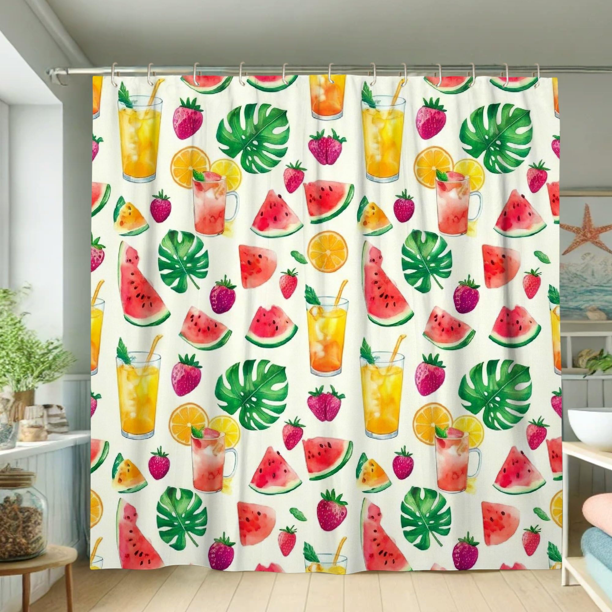 Rideau de douche feuilles tropicales pour dynamiser votre salle de bain