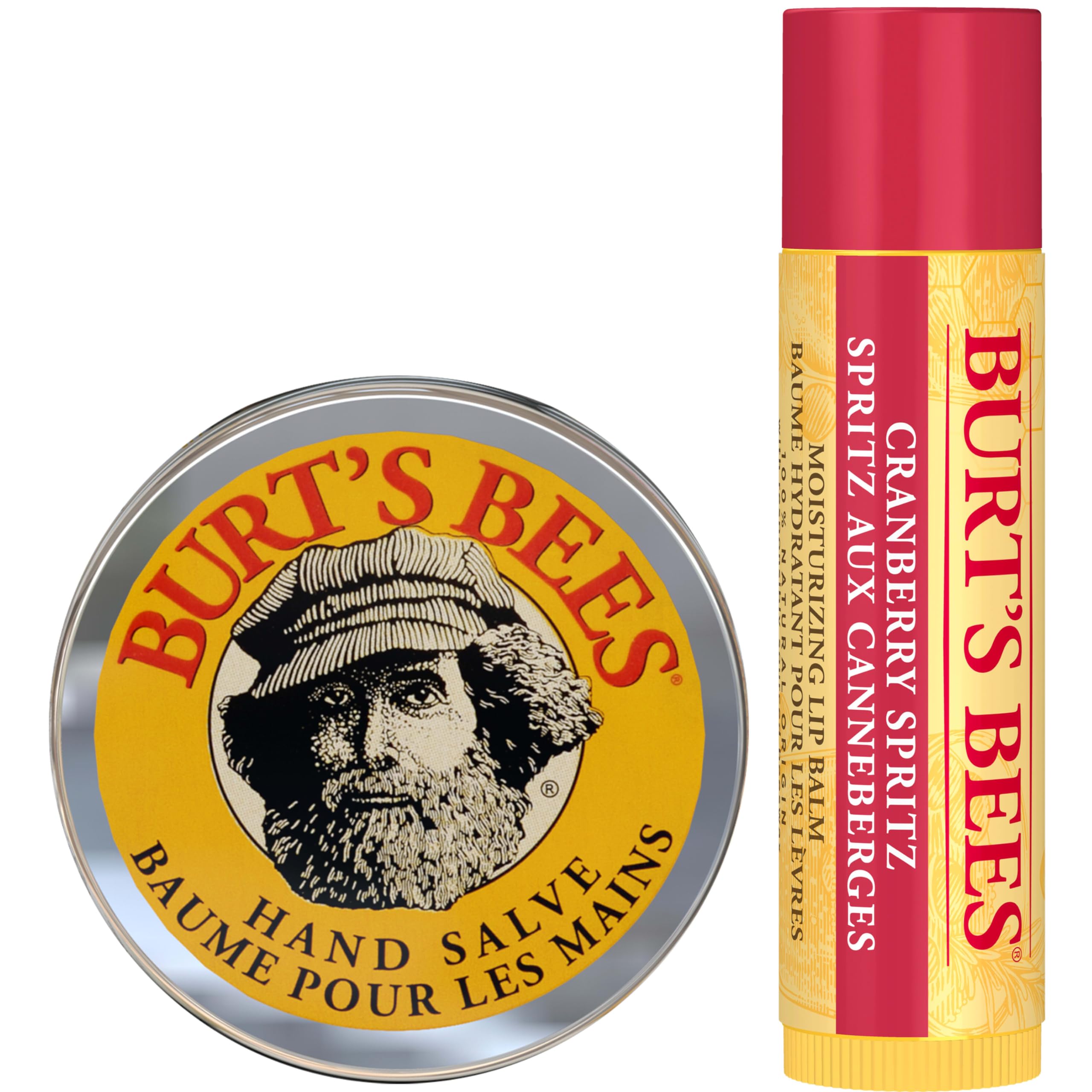 Burt's Bees A Bit of Burt's Bees Cranberry Spritz Lip Balm and Hand Salve Gift Set, Natural Origin Skin Care and Lip Care, 2-Piece Set, 0.15 oz./0.3 oz.