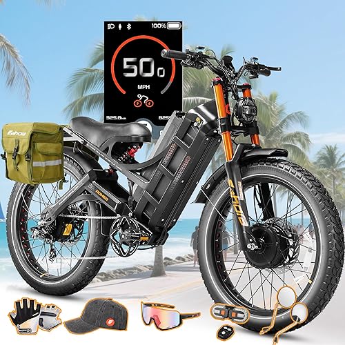 eAhora Romeo Pro 3/2 [2026] 46-50 Mph Electric Bike for Adults, Peak 5600W Dual Motor Ebike, 60V/52V 80Ah/70Ah 250 Miles Long Range E Bike, 26”*4.0 Fat Tire Air Full Suspension Off-Road E-Bike