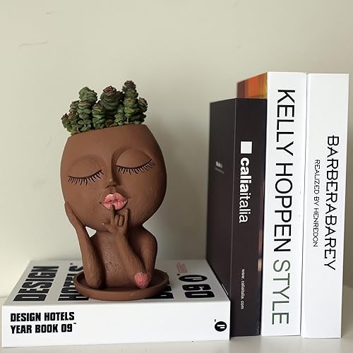 Miniatura 2 de Dolkgy Macetas de cara para plantas de interior y exterior, jarrón único de cabeza de mujer, macetas decorativas novedosas para mujer, jarrones de