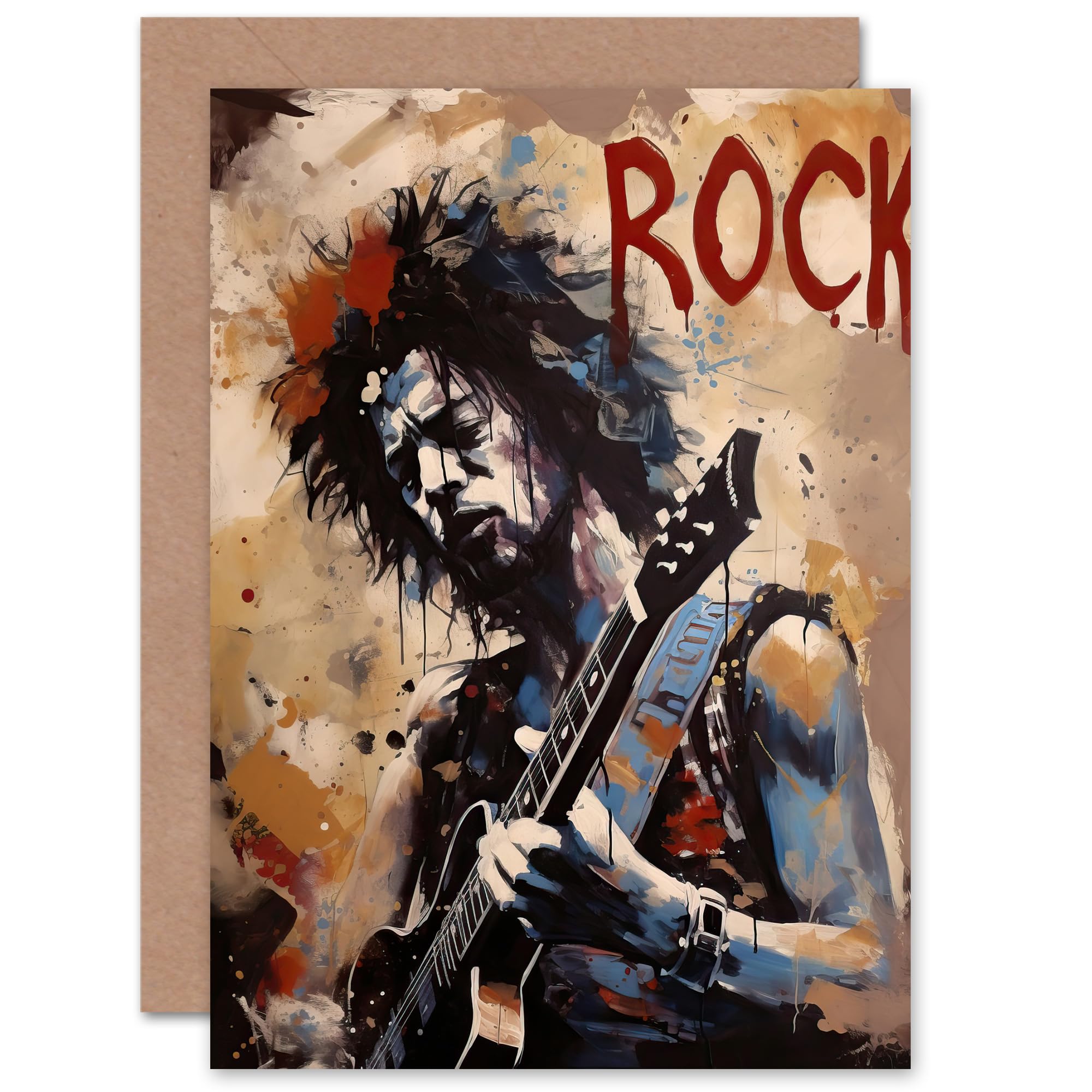 Artery8 Graffiti Street Art Rock Music Grunge for Him or Her Man Woman Birthday Thank You Congratulations Blank Art Greeting Card