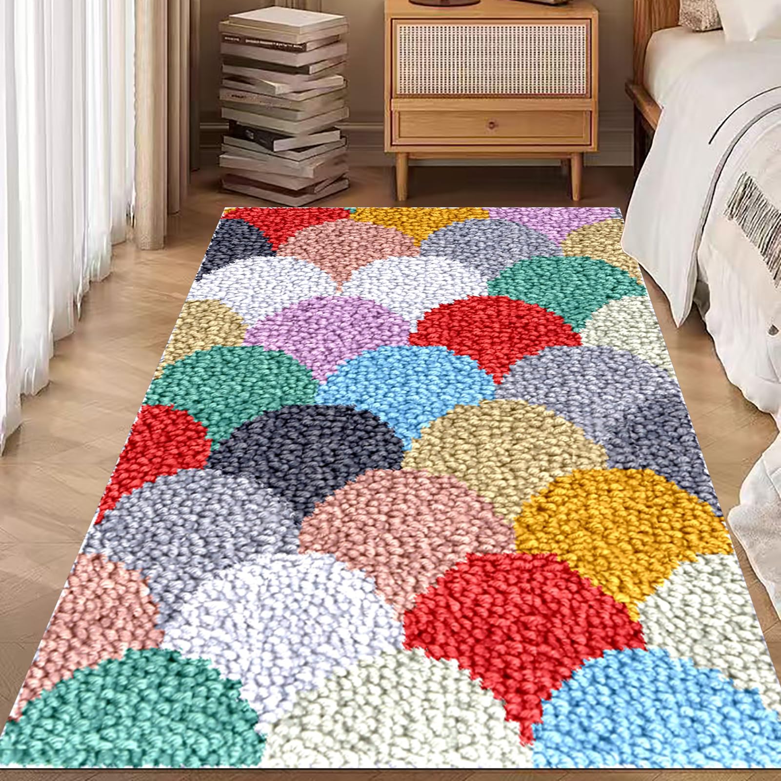 Laegnfho 69 x 102 cm Latch Hook Rug Kits DIY Latch Hook Rug Carpet Making Cushion Crochet Kits Embroidery Kits Needlework Crafts for Home Decor Latch Hook Kits for Adults - Image 2