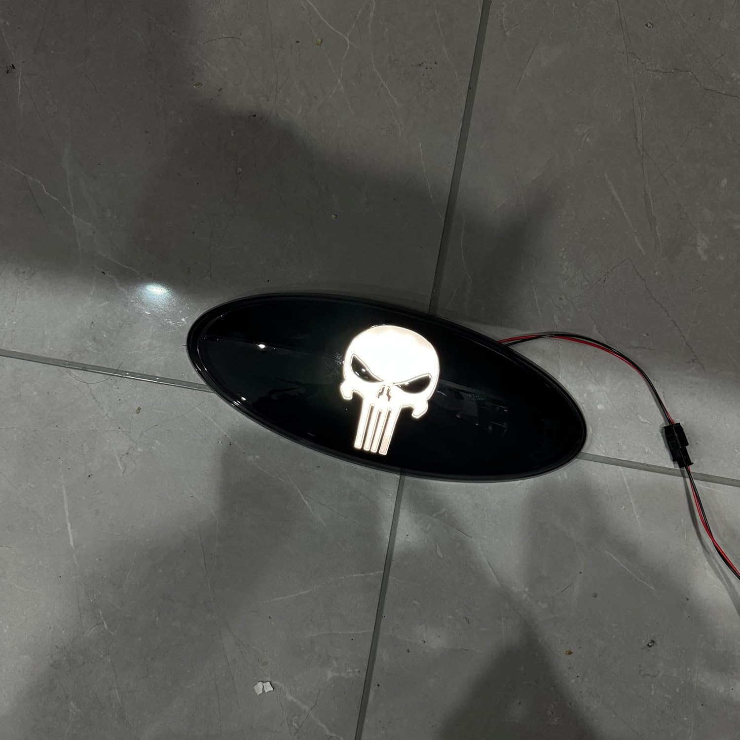 Illuminated Punisher Skull LED Light 7 Inch Front Grill Tailgate Black Emblem for 04-10 Explorer 03-06 Expedition 07-14 Edge 07-12 Fusion 08-15 Escape 99-04 F150 F250 F350