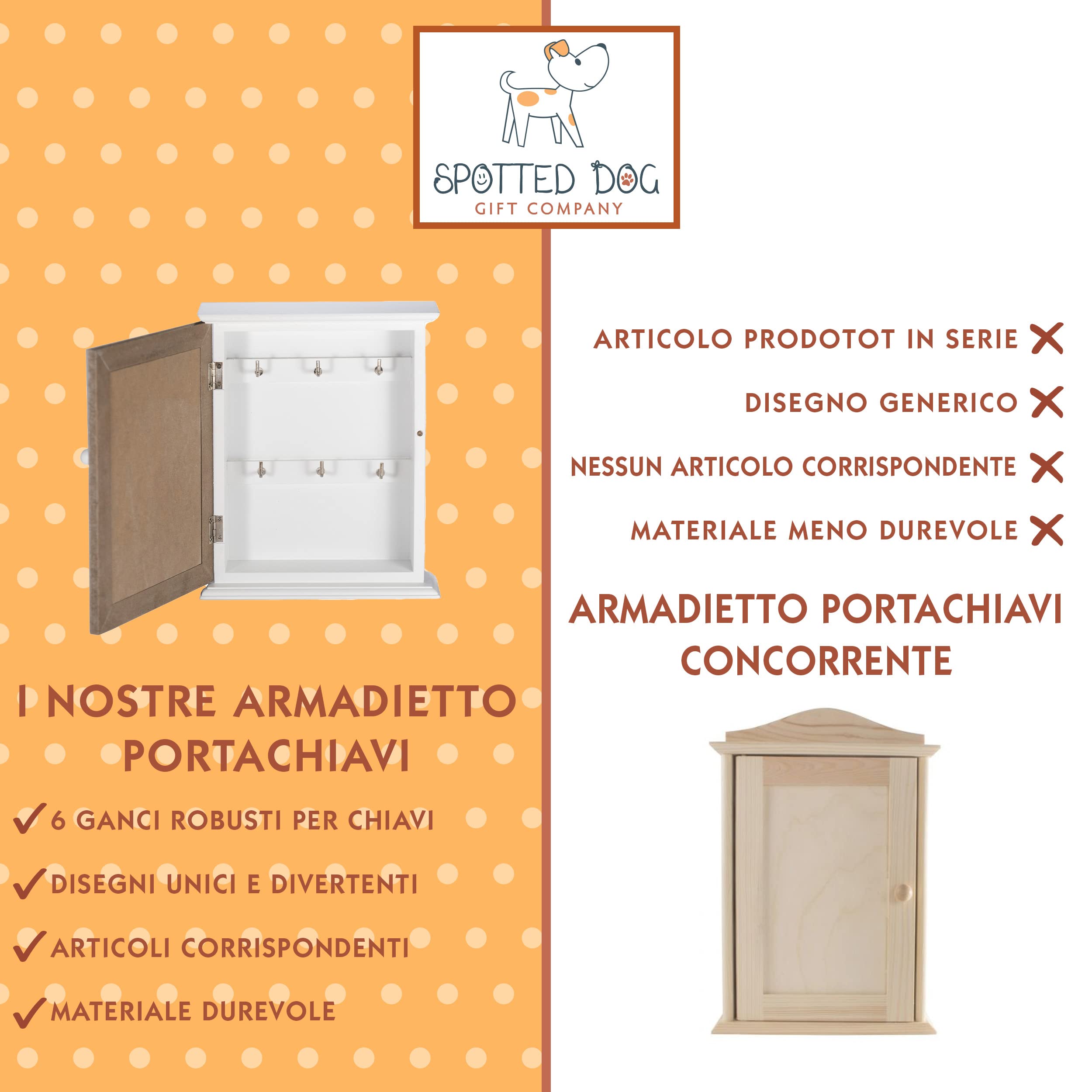SPOTTED DOG GIFT COMPANY - Armadietto Portachiavi da Parete con Motivo Cane e Scritta Home Sweet Home - Decorazione per l'ingresso con 6 Ganci in Legno - Grigio/Bianco