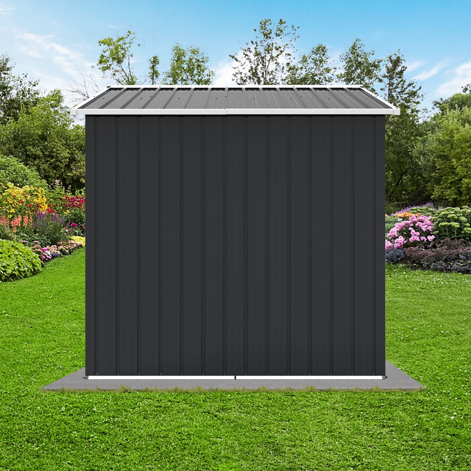 DHPM Metal Outdoor Storage Shed 8FT x 6FT, Steel Utility Tool Shed