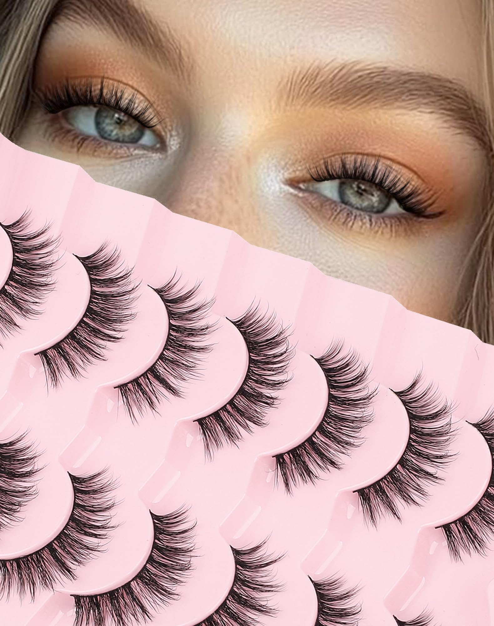 Frihappy False Eyelashes Cat Eye Lashes Fake Lashes Wispy Lashes Natural Eye Lashes Wispy Eyelashes D Curl Lashes 3D Air-Aries