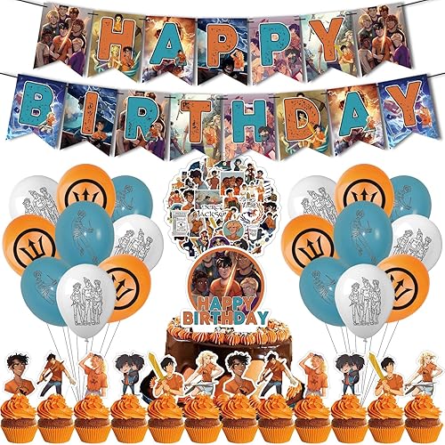 Percy Jackson - Juego de decoraciones de fiesta de cumpleaños con suministros temáticos de dibujos animados, bandera, decoración para pasteles, 12 disponible en Yaxa Costa Rica
