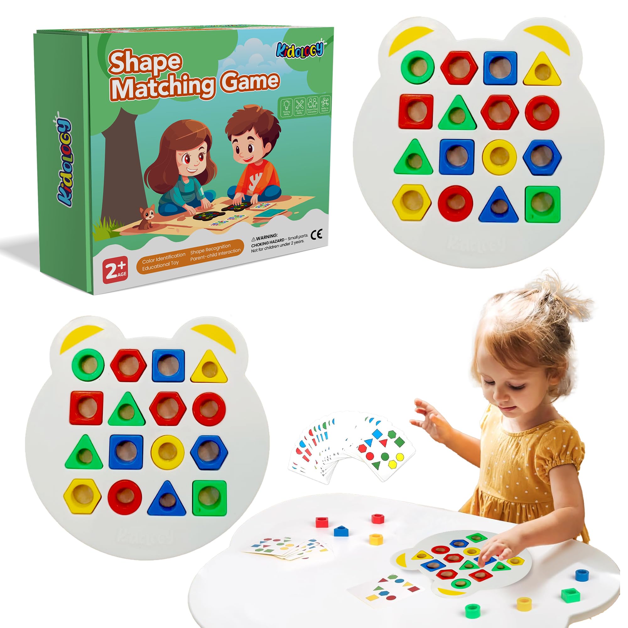 Kidology Geometric Shape and Color Matching Puzzle Board Game for Kids 3+ Years | Sensory Educational, Fun and Learning Toy for Children | Ideal for Gifting (Without Bell)