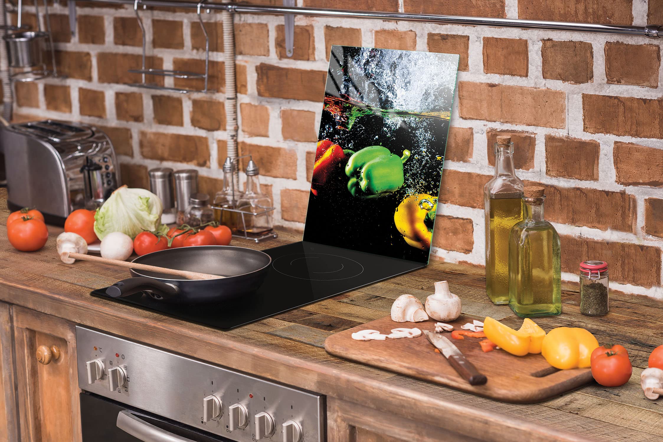 DarHaus Plaque De Recouvrement, 30 X 52 Cm, En Verre, Pour Cuisinières électrique, à Induction, Convient Comme Décoration, Protection