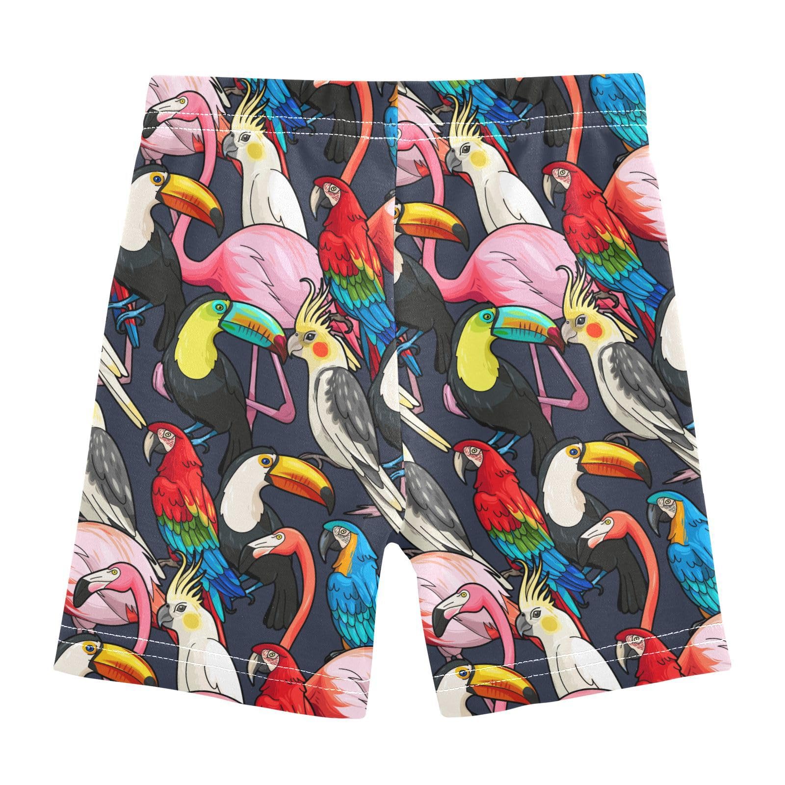 JHKKU Girls Colorful Exotic Birds Shorts Cotton Cartwheel Bike Kids Biker Under Dress Dance Short Girl Clothes 8Y