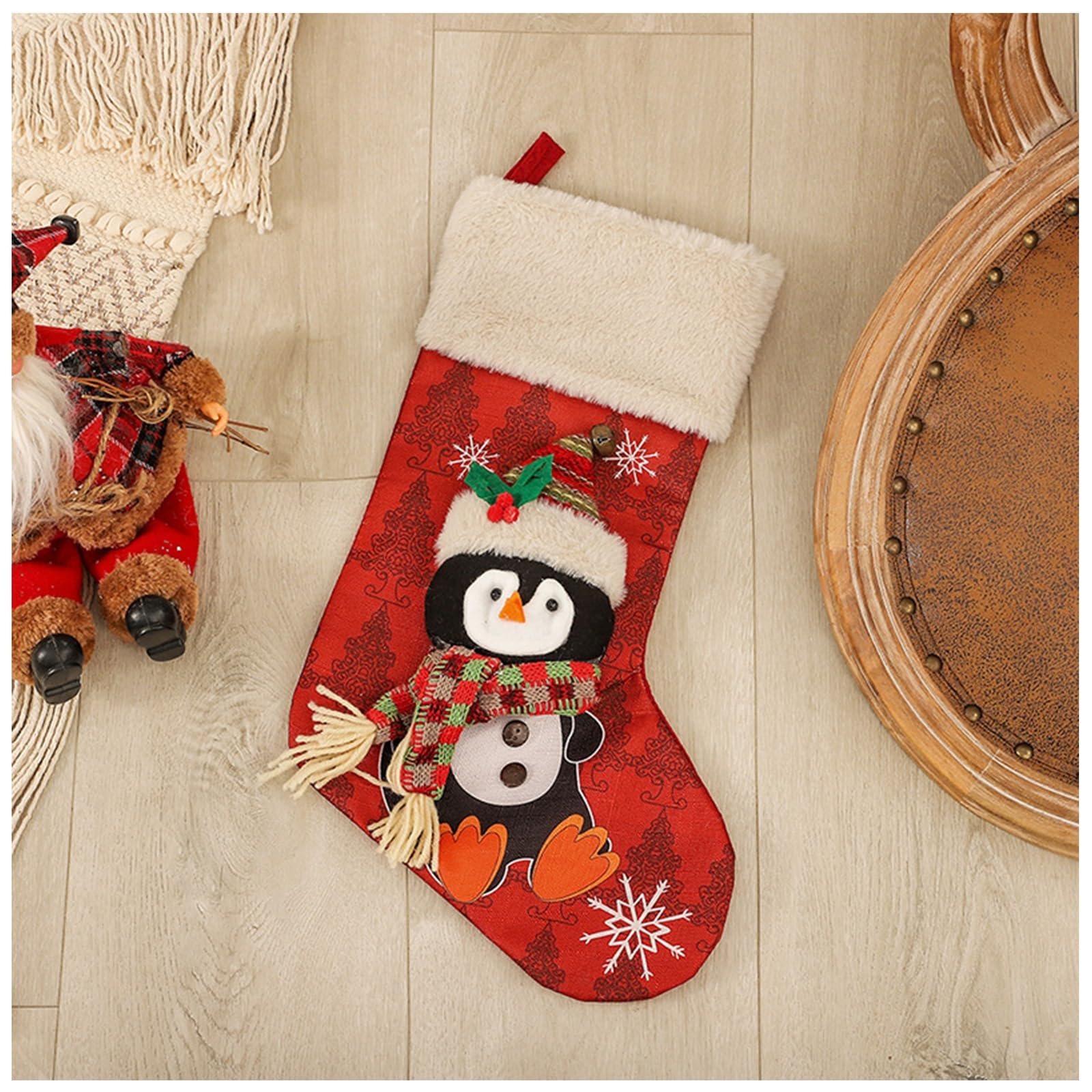 Weihnachtsstrumpf-Set, 5 Stück, Große Weihnachtsstrümpfe, Dekorationen, Weihnachtsstrumpf Mit Weihnachtsmann, Für Treppen, Kamin, Zum Aufhängen, Weihnachtsdekoration Für Zuhause