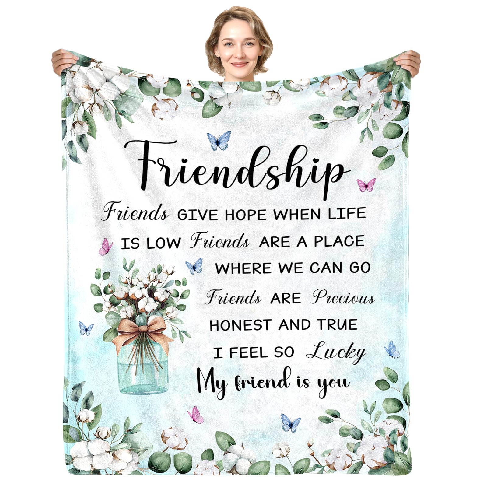 Friendship Gifts for Women, Friend Blanket 152x127cm Thanksgiving for Friends, Friendships Throw Blankets