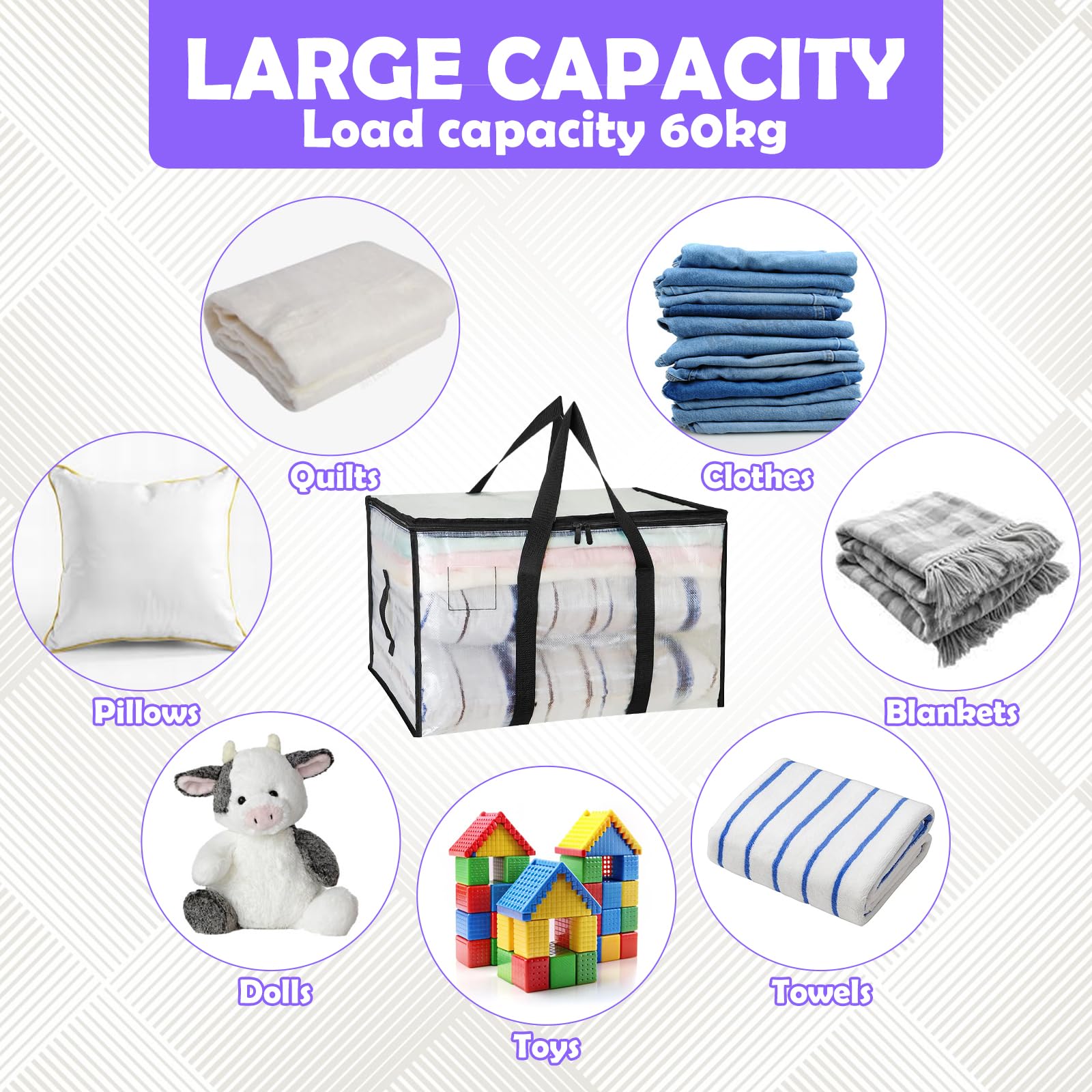 4 Piezas 90L Grande Bolsas Mudanza, Resistentes Bolsas Almacenaje Ropa con Correas Cremalleras y Asas, Alternativa a las Cajas de Mudanza, Impermeable Storage Bags para Guardar y Embalar