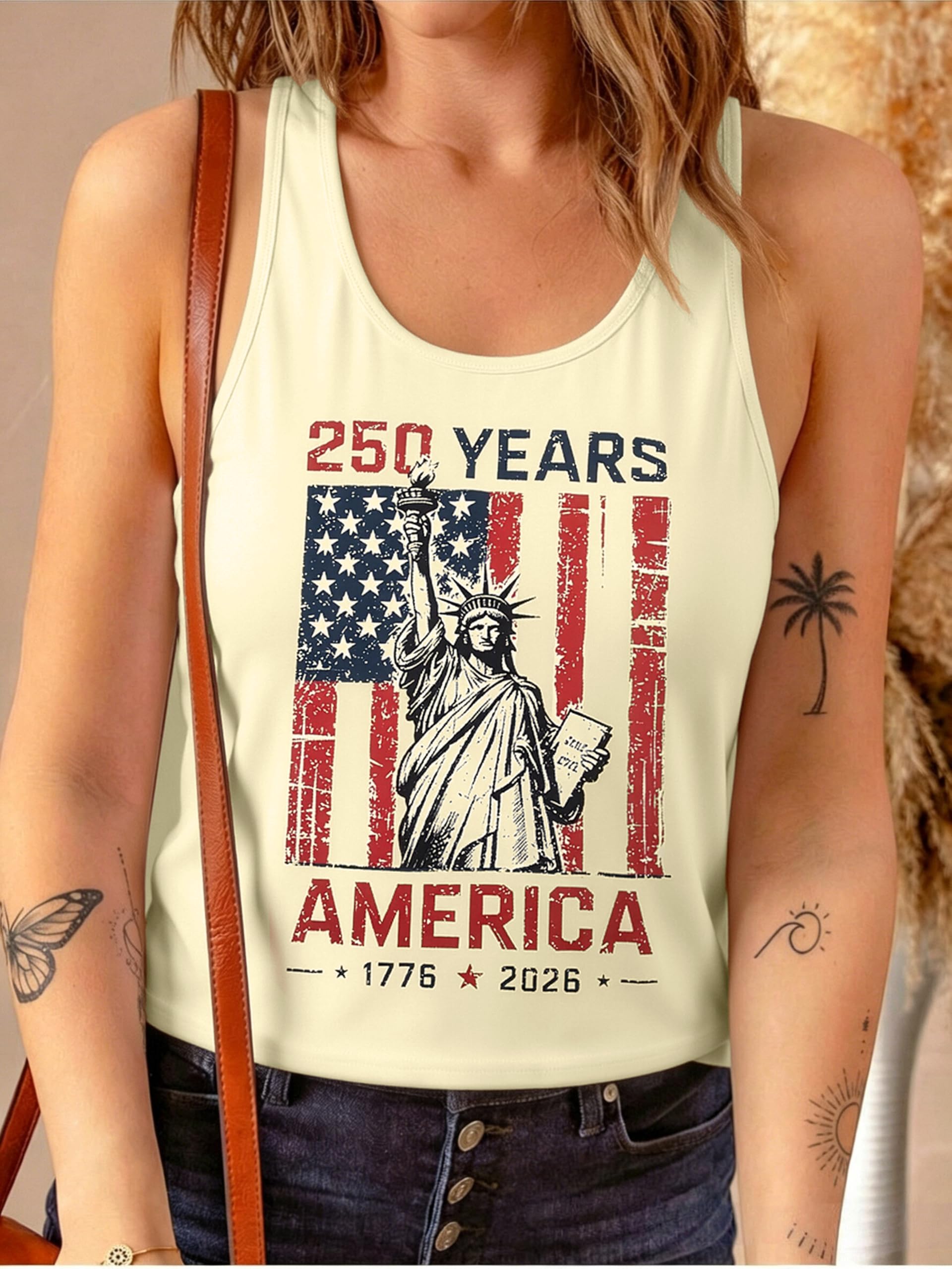250 Anniversary USA Tank Top - 250th American Flag Shirts Statue of Liberty Sleeveless Tees 4. Juli Outfits