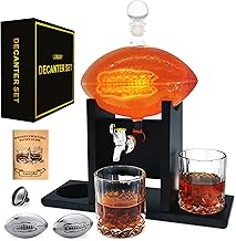 Football Whiskey Decanter Set with Glasses Tap 2 Chiller,LuxuryBar Liquor Decanter Whiskey Set,Whiskey Decanter Sets for Men,Crystal Decanters for Alcohol,Whisky Decanter & Glass Set Bourbon Decanter