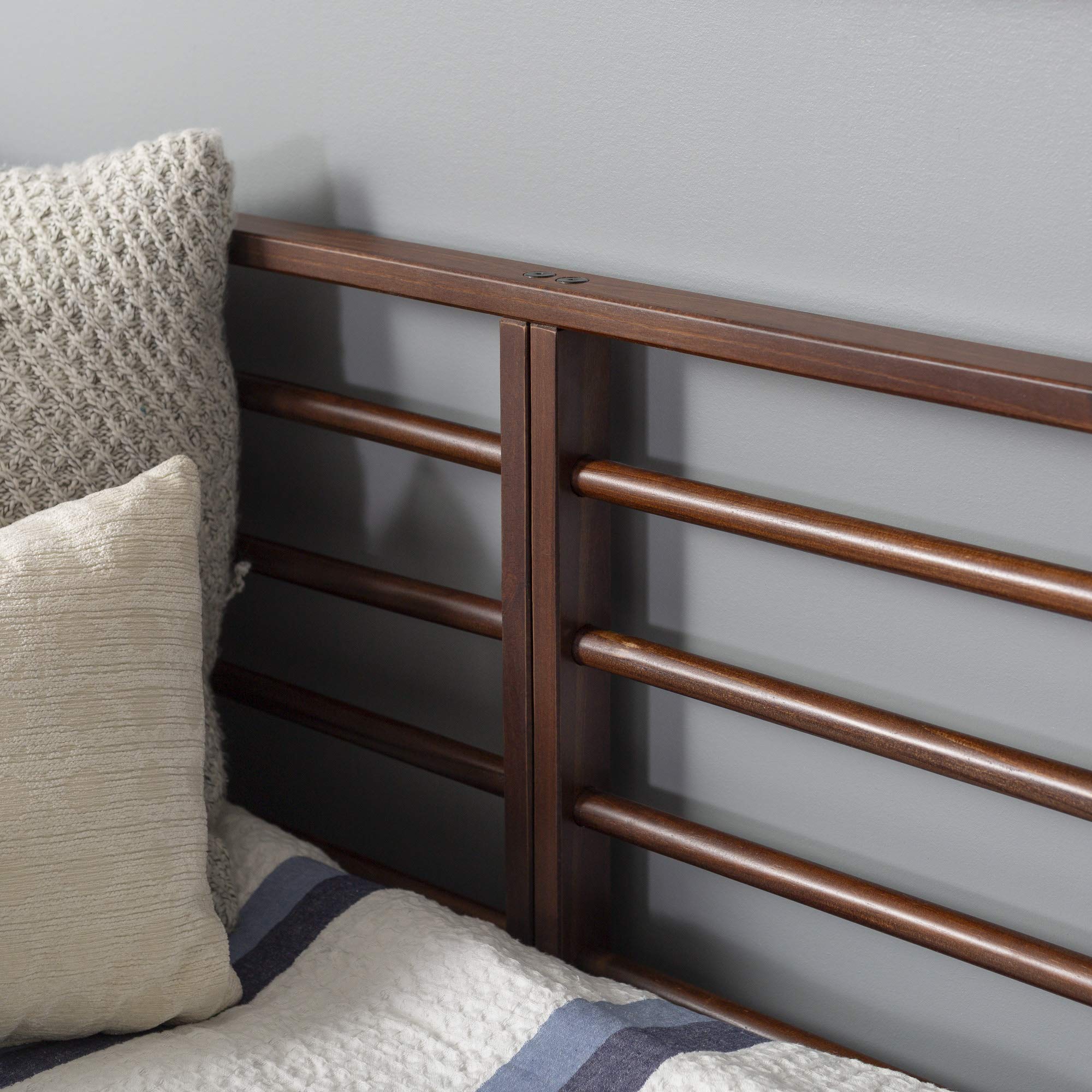 Walker Edison Mid Century Modern Wood Spindle Daybed Headboard Footboard Bed Frame Bedroom, Twin, Walnut