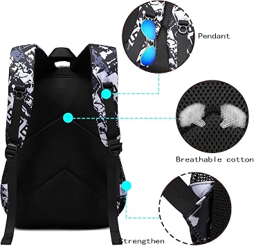 Asge Unisex Kinder Rucksack Schulrucksack Jungen Teenager Schultaschen Mädchen Ranzen Ergonomischem Fußball Druck mit Fußball Muster Rückenschonend Groß für Schule 8-15 JahreSchool Bags for Boys