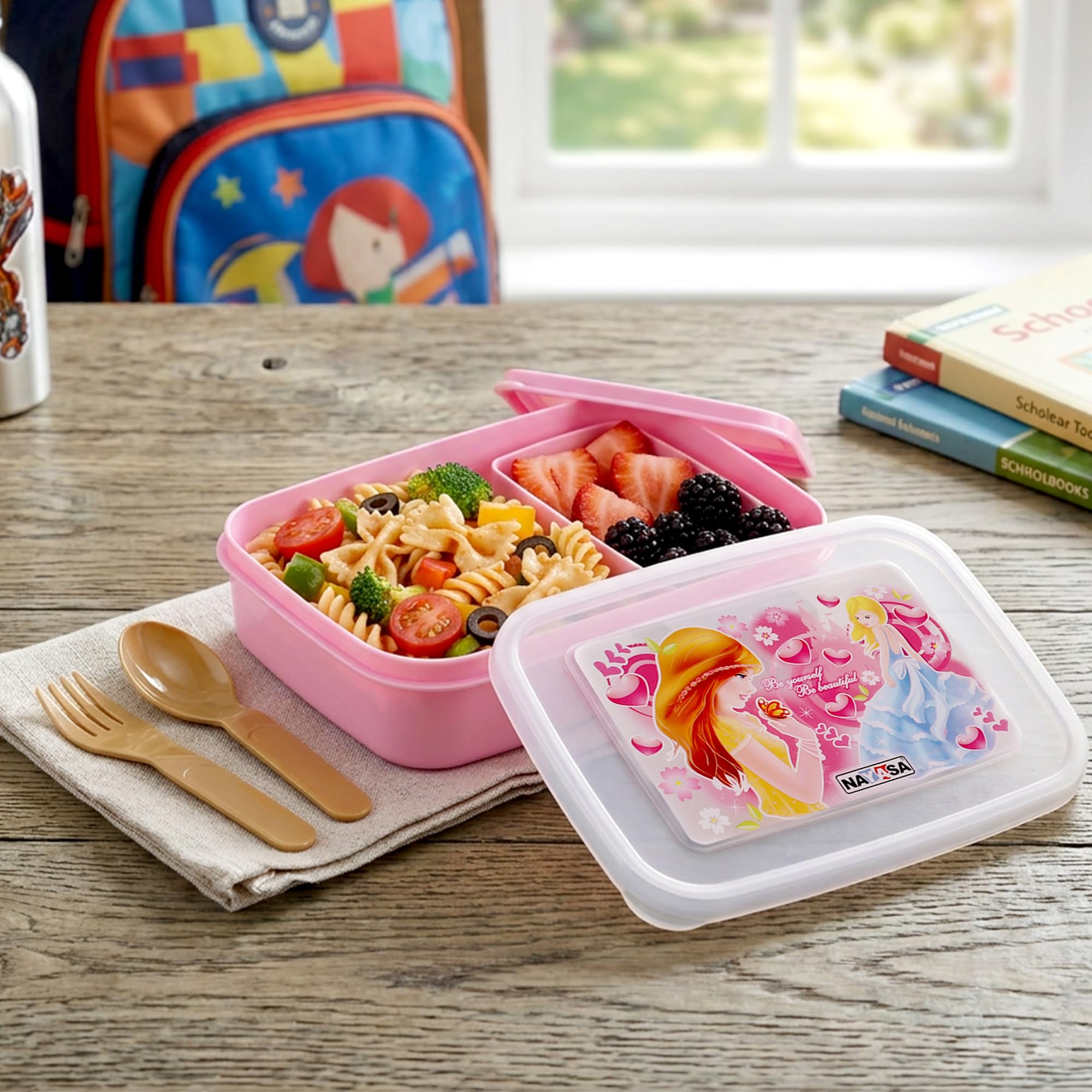 Nayasa Ninja Lunch Box - Kids BPA-Free Pink -9