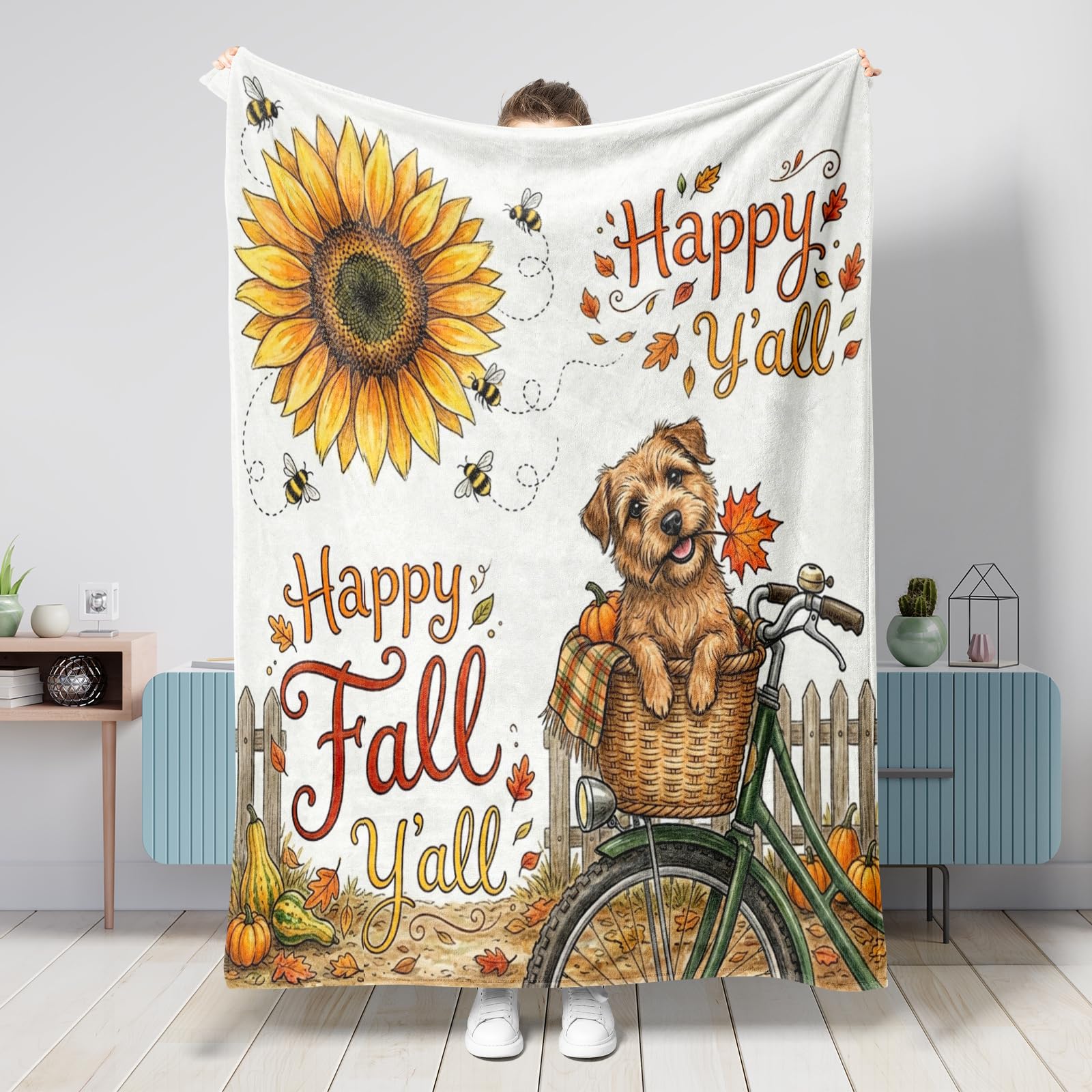 Couverture Norfolk Terrier 152x203 plaid canapé salon grand modèle automne