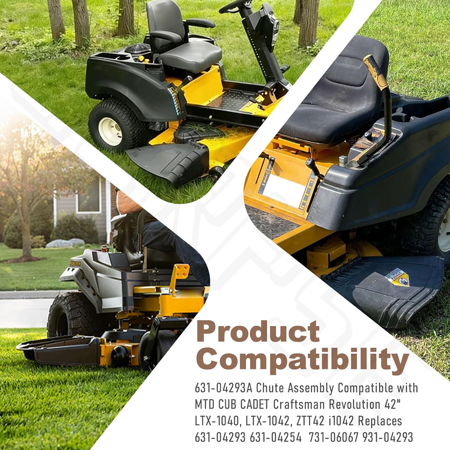 631-04293A Chute Assembly Compatible with MTD CUB Cadet Craftsman Revolution 42" LTX-1040, LTX-1042, ZTT42 i1042 Replaces 631-04293 631-04254 731-06067 931-04293