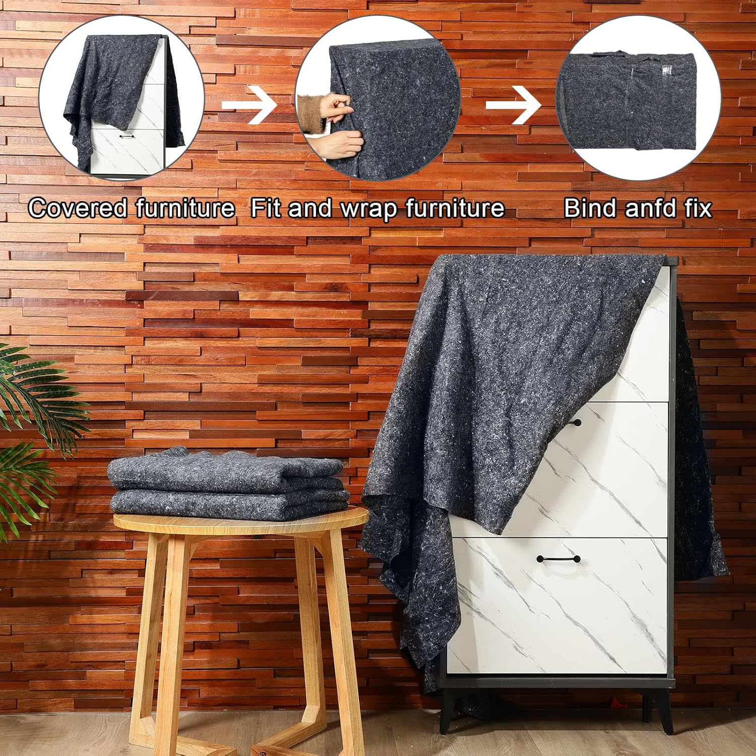 Large Moving Blankets Bulk 80 x 72 Inch Packing Moving Storage Blankets Textile Skin Pads Quilted Shipping Furniture Pads for Protecting Furniture Moves and Storage(Gray,24 Pcs)