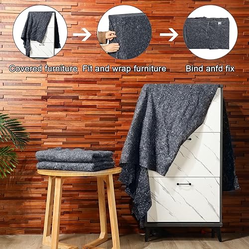 Miniatura 3 de Boyiee Mantas móviles grandes a granel de 80 x 72 pulgadas, mantas de almacenamiento para mudanzas, mantas de tela acolchadas para muebles para