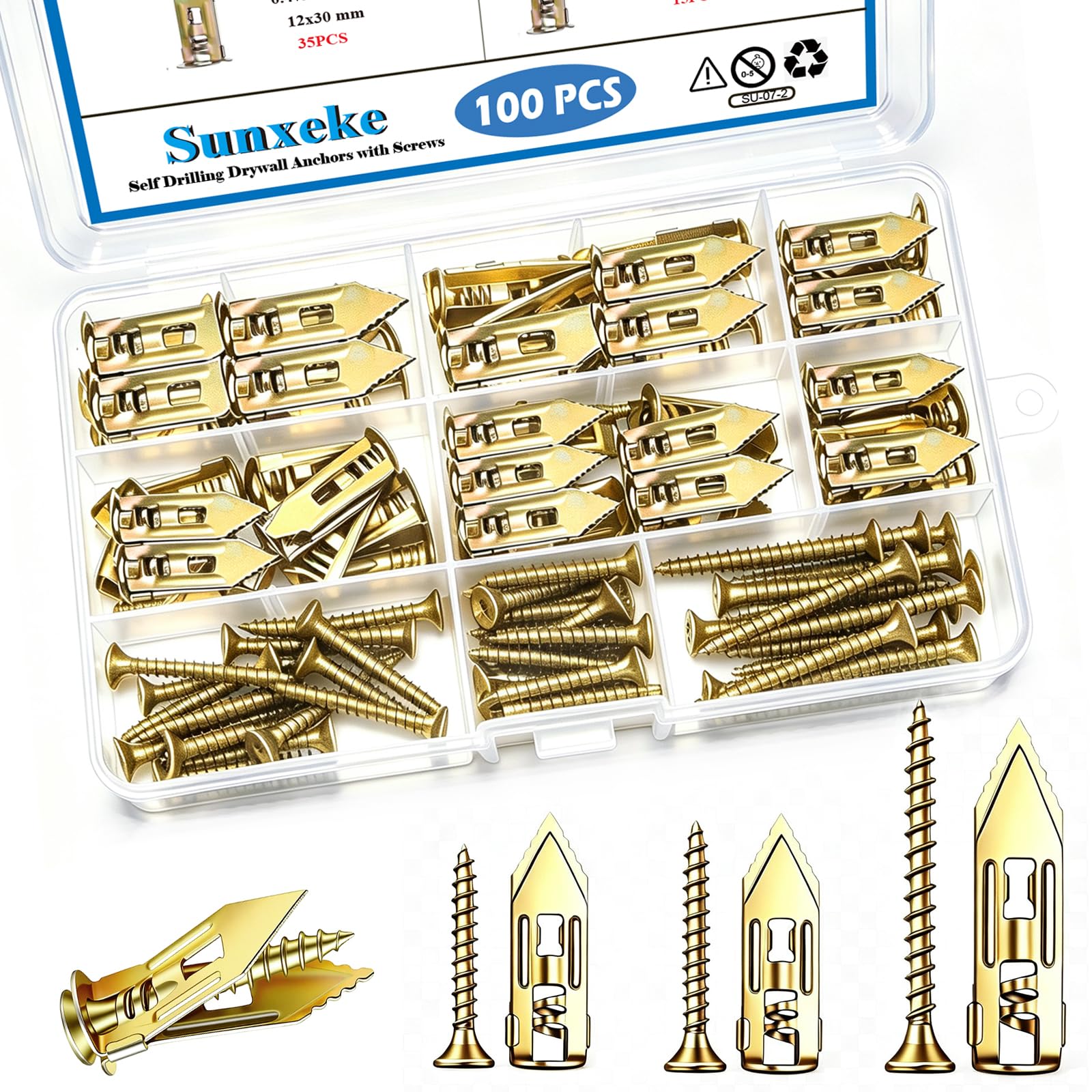 Drywall Anchors Kit - No Drill, 66lb Capacity -1