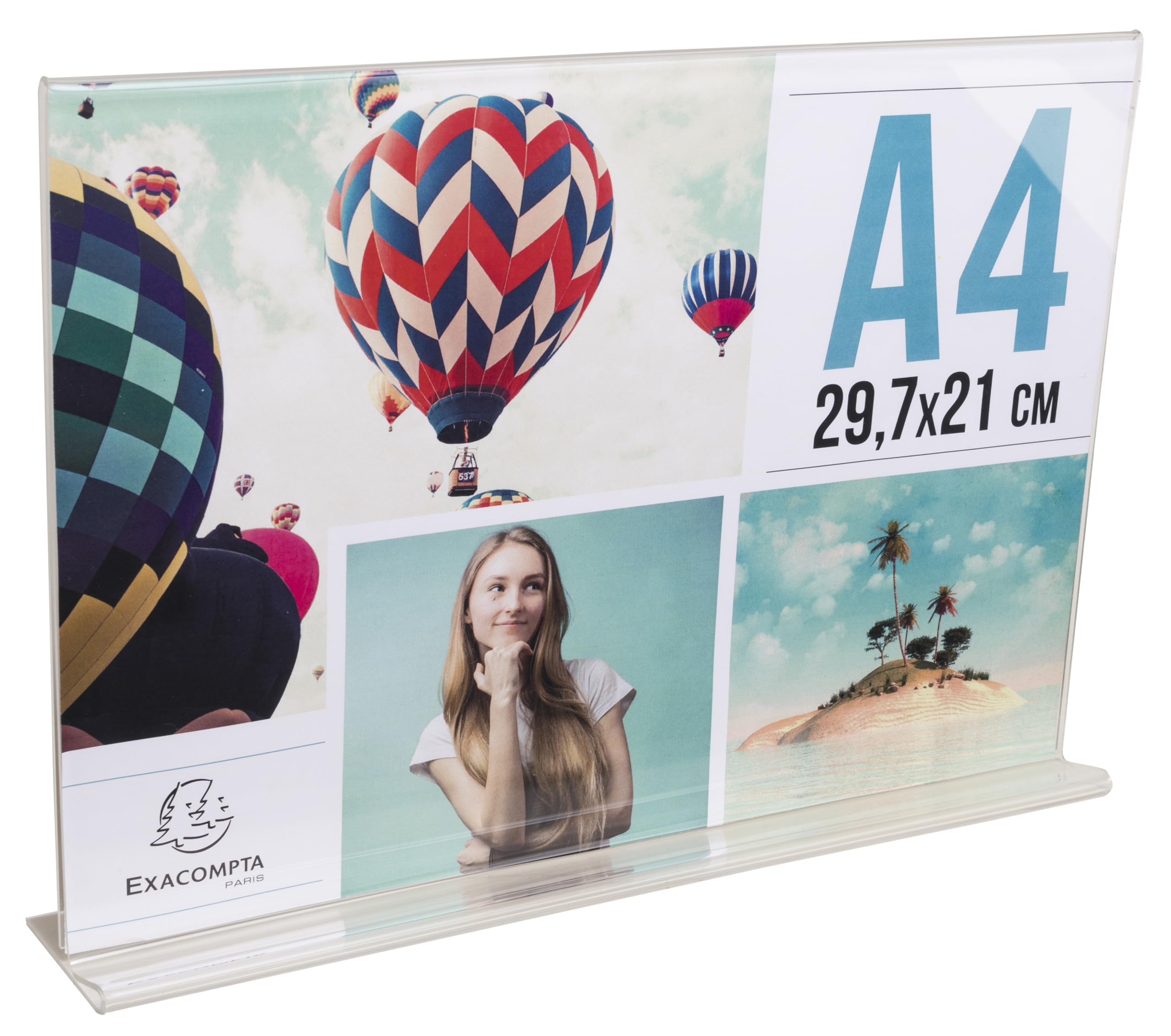 Exacompta Porte-visuels droits horizontaux A4 PMMA Cristal 30x5,5x21,5cm Carton de 10